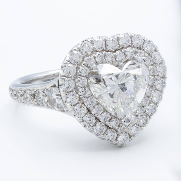 David Rosenberg 2.01 Carat Heart Shape Halo G/SI2 GIA Engagement Diamond Ring For Sale 1