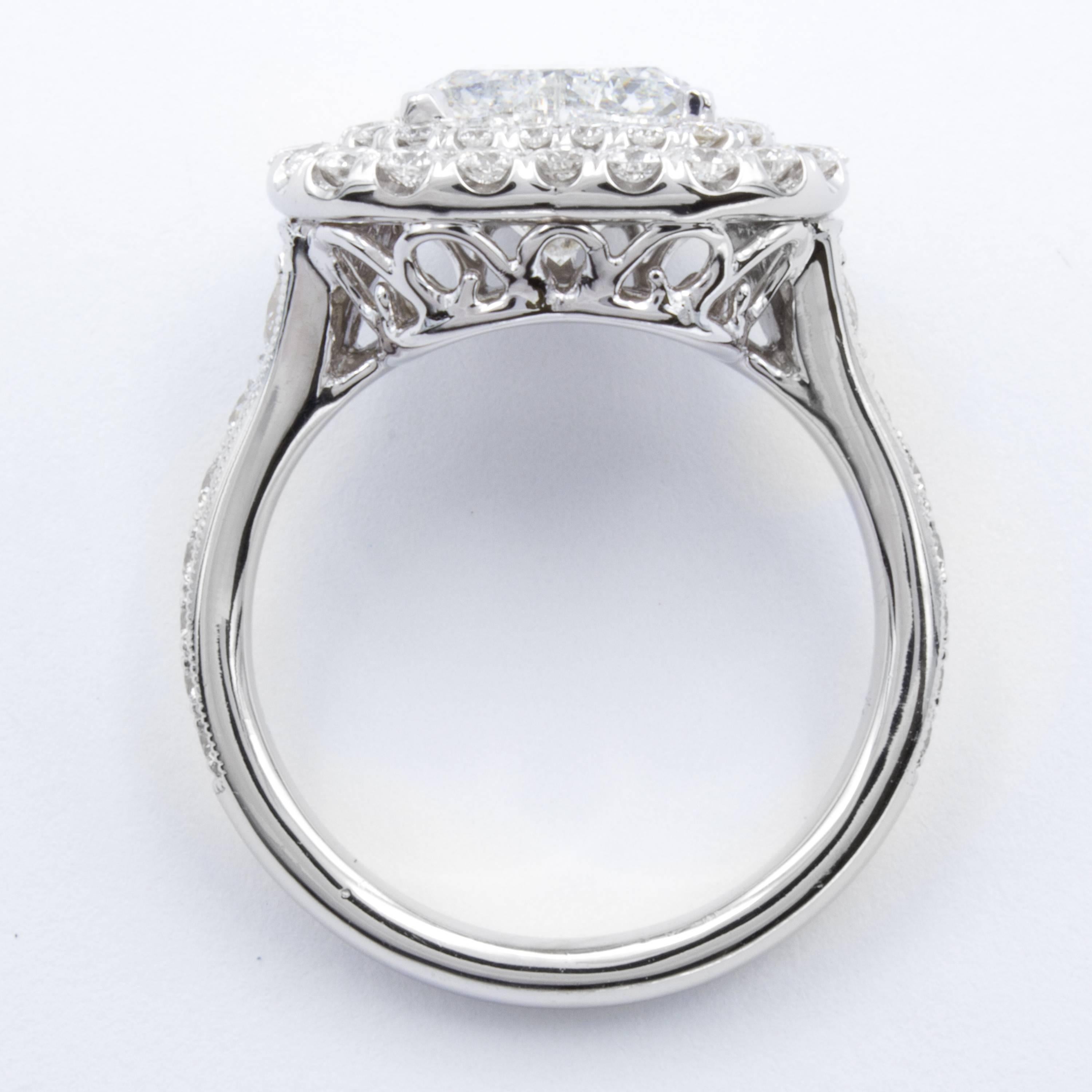 David Rosenberg 2.01 Carat Heart Shape Halo G/SI2 GIA Engagement Diamond Ring In New Condition In Boca Raton, FL