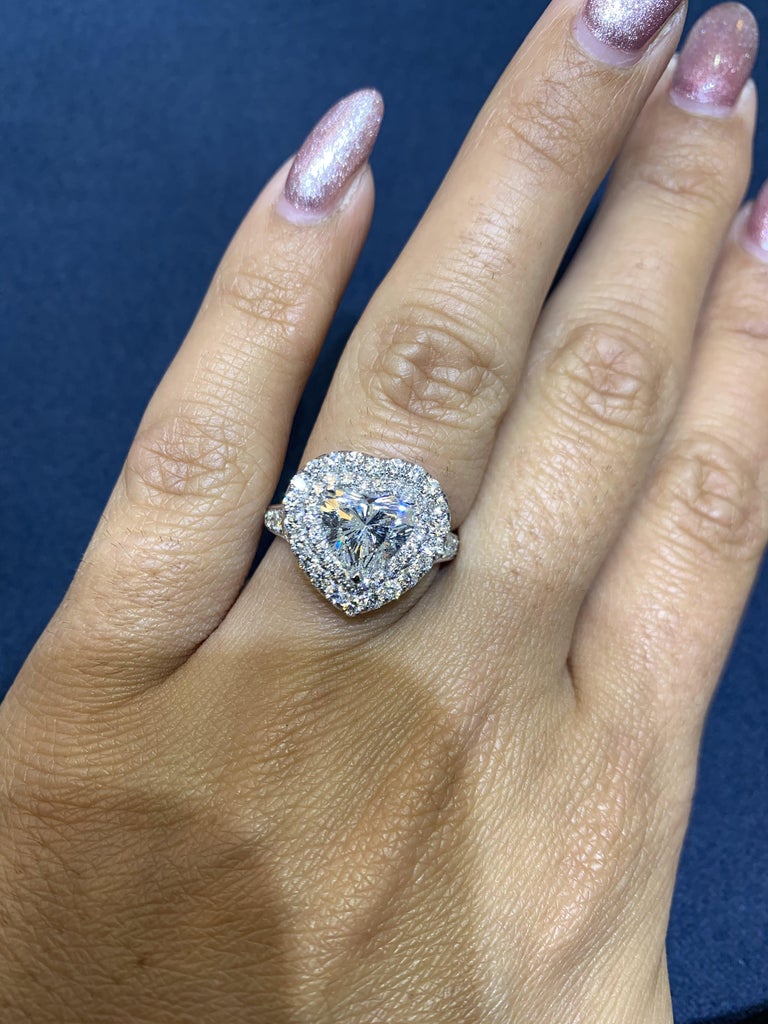 David Rosenberg 2.01 Carat Heart Shape Halo G/SI2 GIA Engagement Diamond Ring For Sale 4
