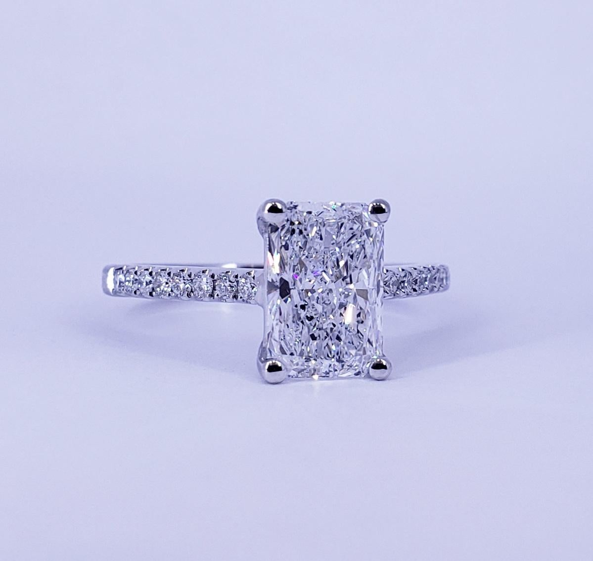 Radiant Cut David Rosenberg 2.02 Carat Radiant D/SI2 GIA Diamond Engagement Wedding Ring