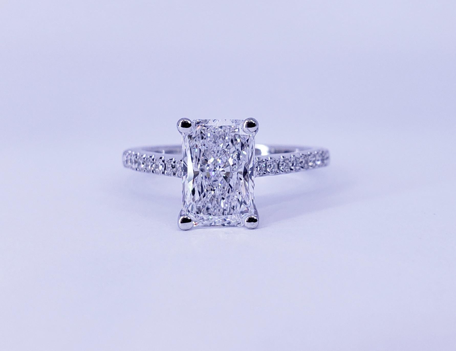 David Rosenberg 2.02 Carat Radiant D/SI2 GIA Diamond Engagement Wedding Ring 2