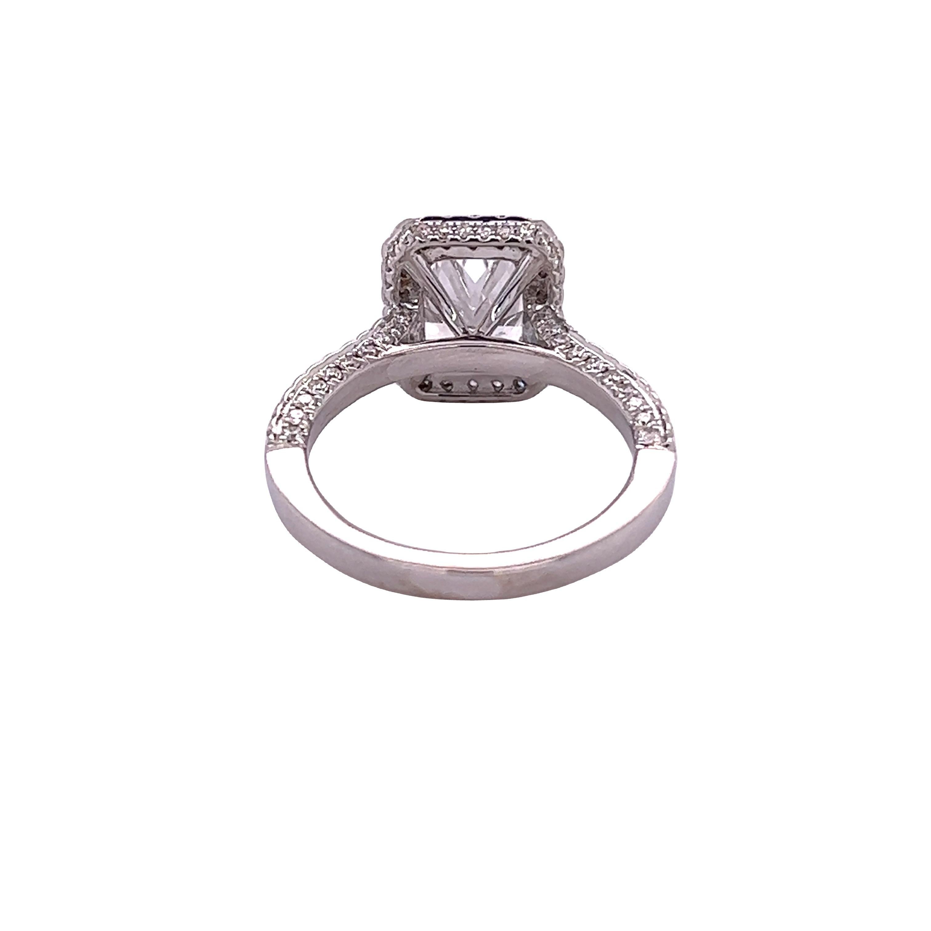 Modern David Rosenberg 2.04 Carat Cushion D SI2 GIA Diamond Engagement Wedding Ring For Sale