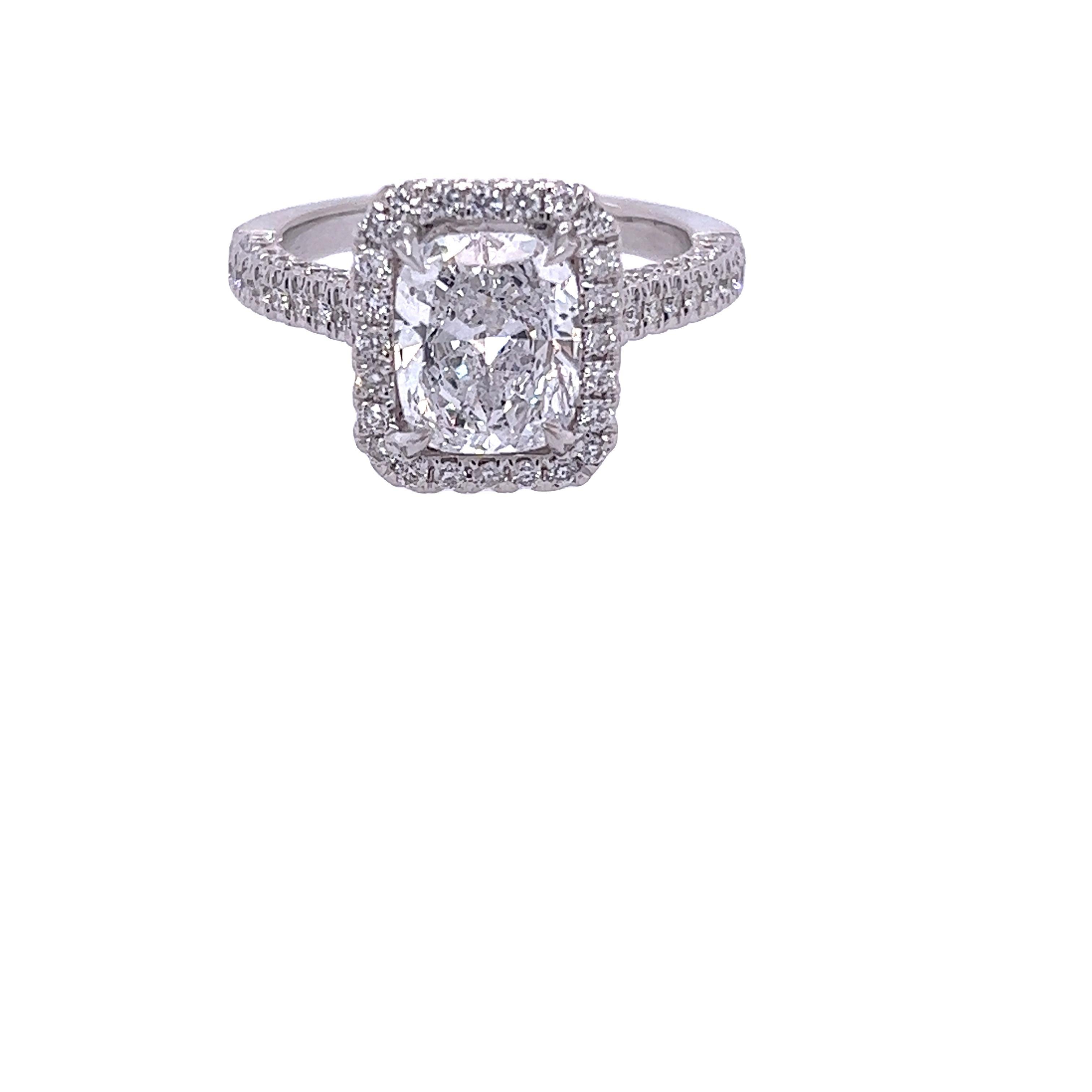 David Rosenberg 2.04 Carat Cushion D SI2 GIA Diamond Engagement Wedding Ring In New Condition For Sale In Boca Raton, FL