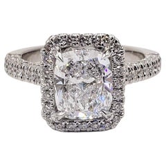 David Rosenberg 2.04 Carat Cushion D SI2 GIA Diamond Engagement Wedding Ring