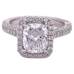 David Rosenberg 2.04 Carat Cushion D SI2 GIA Diamond Engagement Wedding Ring