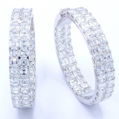 David Rosenberg 20.49 Carat Asscher Cut D/VVS1 Inside Out Diamond Hoop Earrings