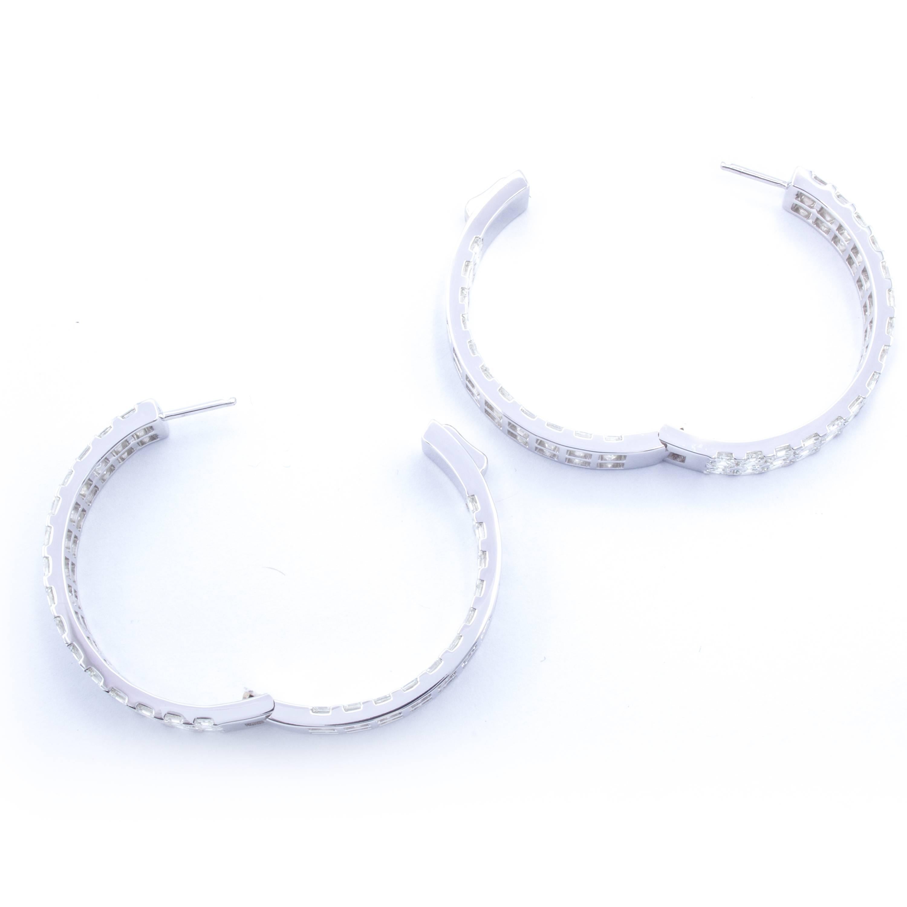 Women's David Rosenberg 20.49 Carat Asscher Cut D/VVS1 Inside Out Diamond Hoop Earrings For Sale