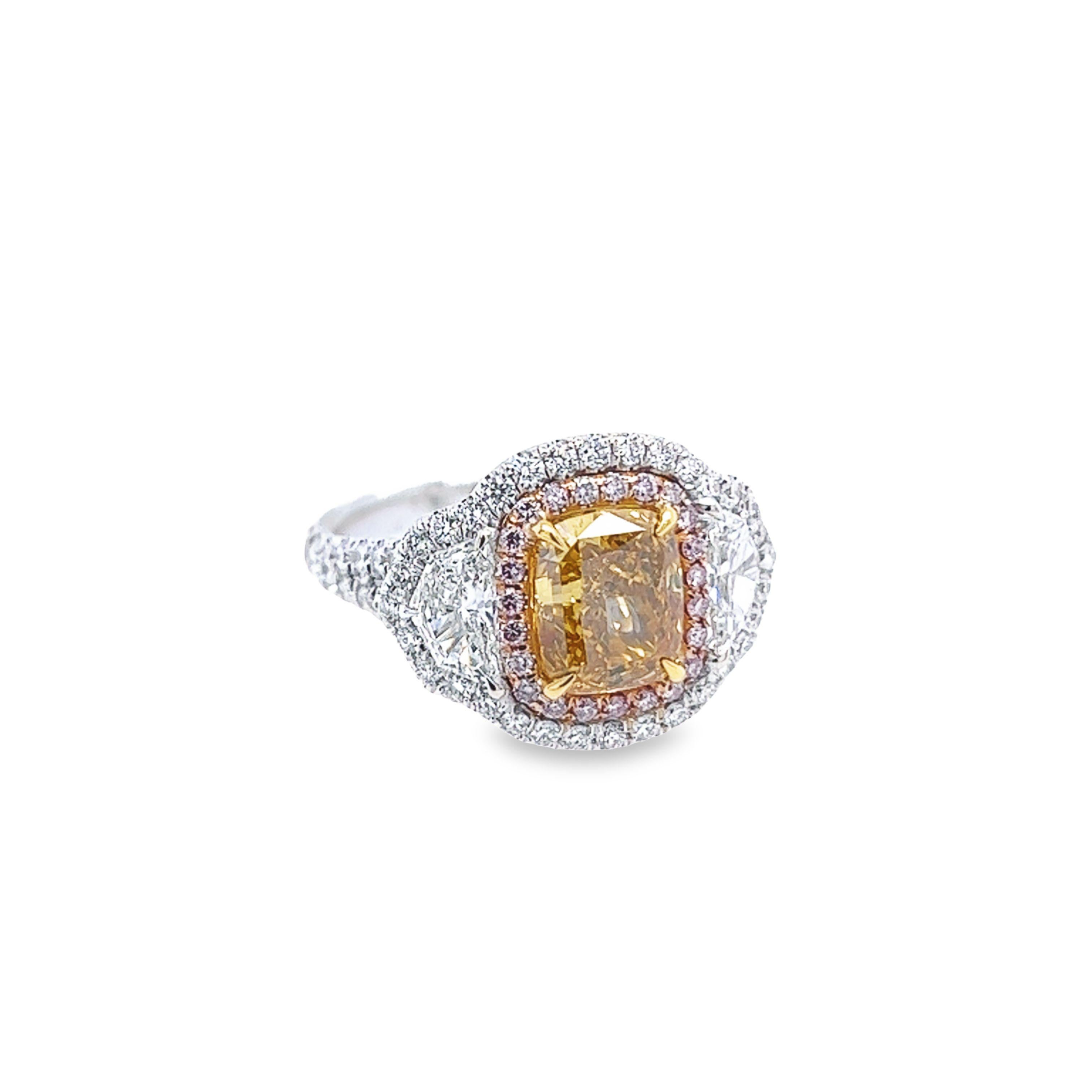 David Rosenberg Ring mit 2,05 Karat Fancy Intense Orange GIA Diamant im Kissenschliff  im Angebot 3