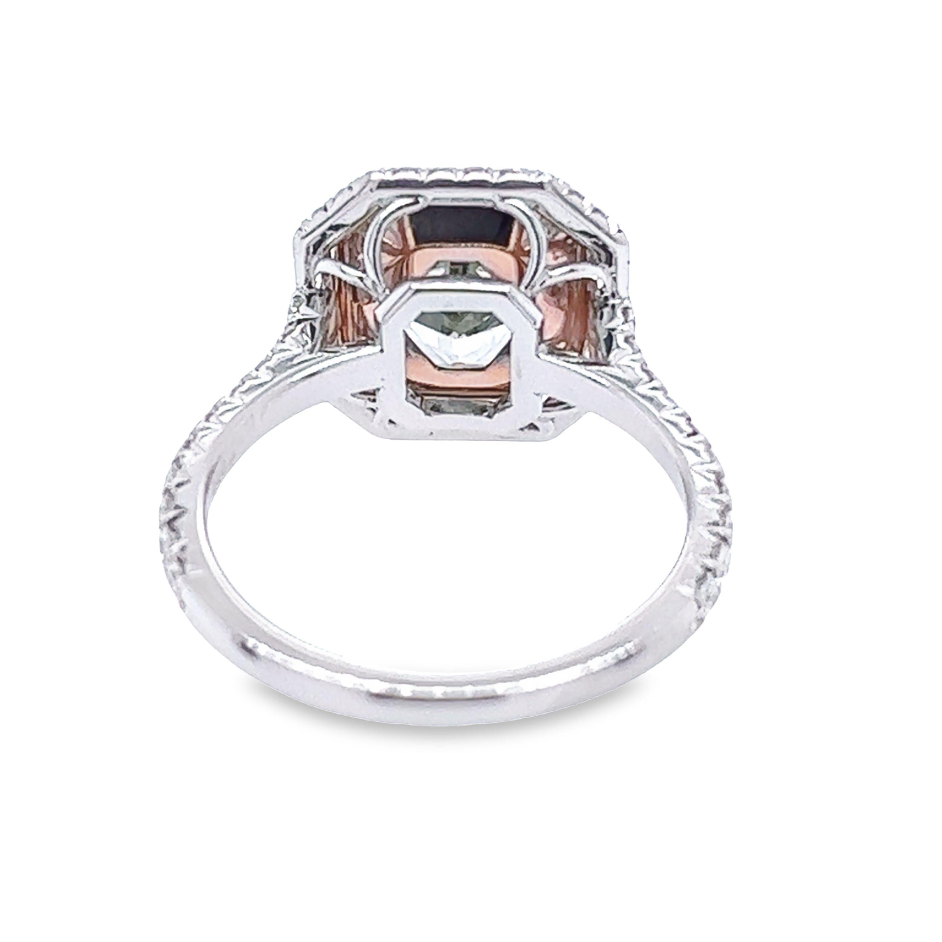 Modern David Rosenberg 2.07 Carat Radiant Fancy Green Yellow GIA Diamond Ring For Sale