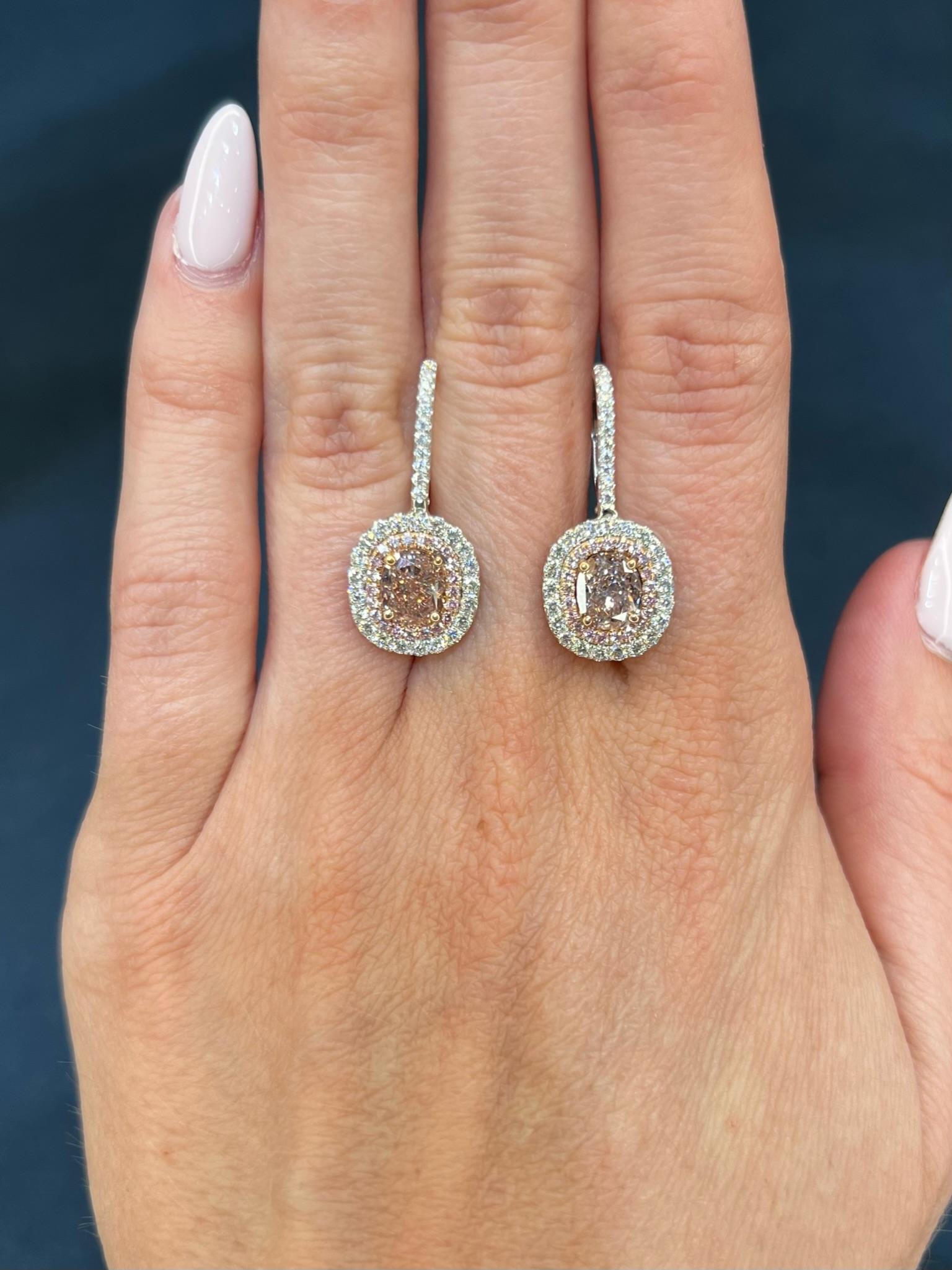 David Rosenberg, boucles d'oreilles en goutte en diamants bruns fantaisie taille coussin de 2,08 carats certifiés GIA en vente 7