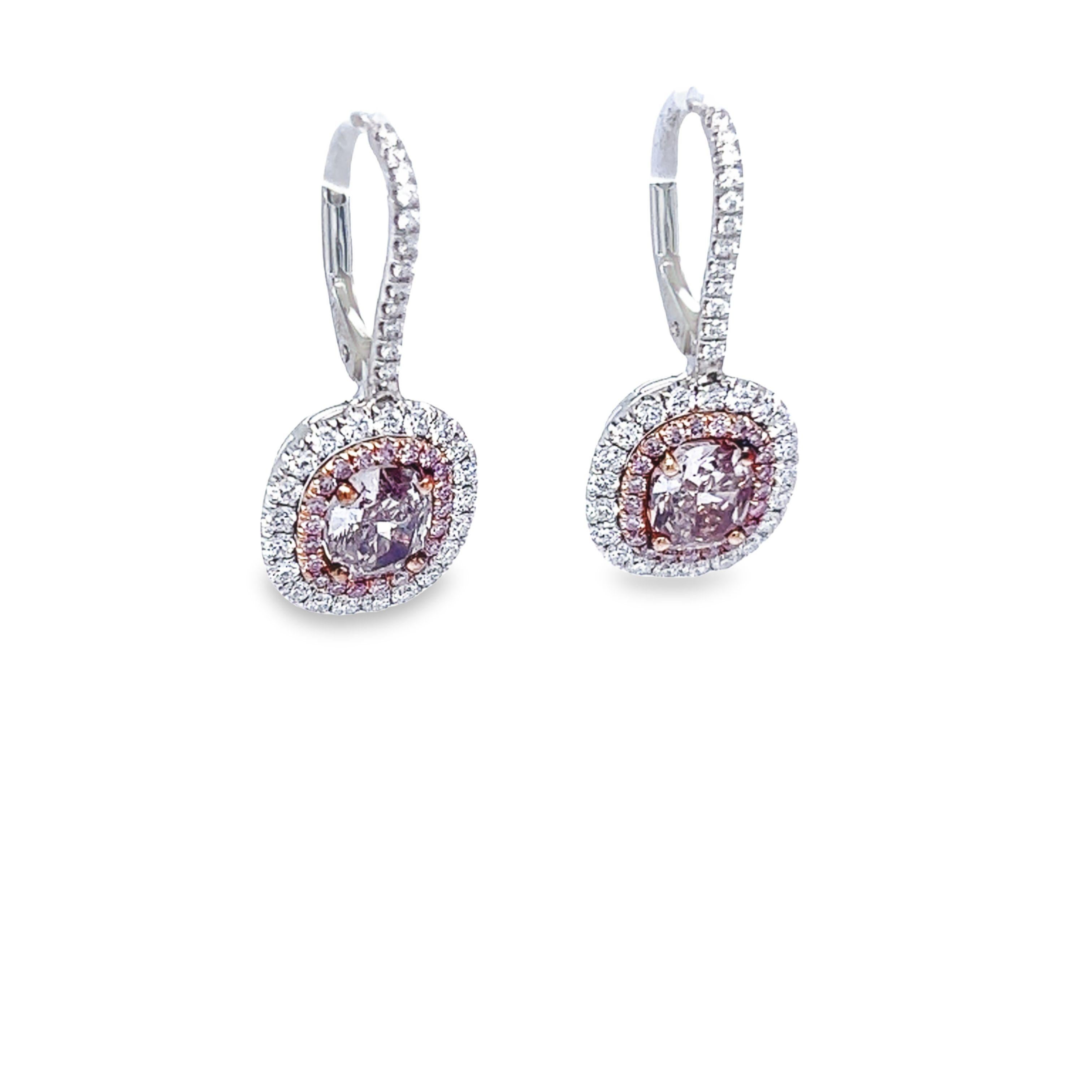 David Rosenberg, boucles d'oreilles en goutte en diamants bruns fantaisie taille coussin de 2,08 carats certifiés GIA en vente 1