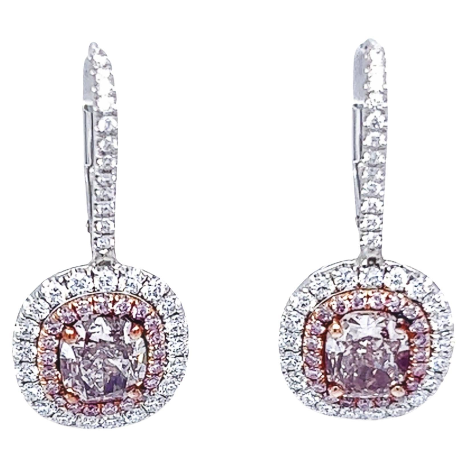 David Rosenberg, boucles d'oreilles en goutte en diamants bruns fantaisie taille coussin de 2,08 carats certifiés GIA en vente