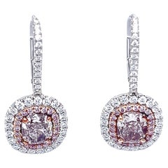 David Rosenberg 2,08 Karat Fancy Braun-rosa GIA-Diamant-Tropfen-Ohrring mit Kissenschliff