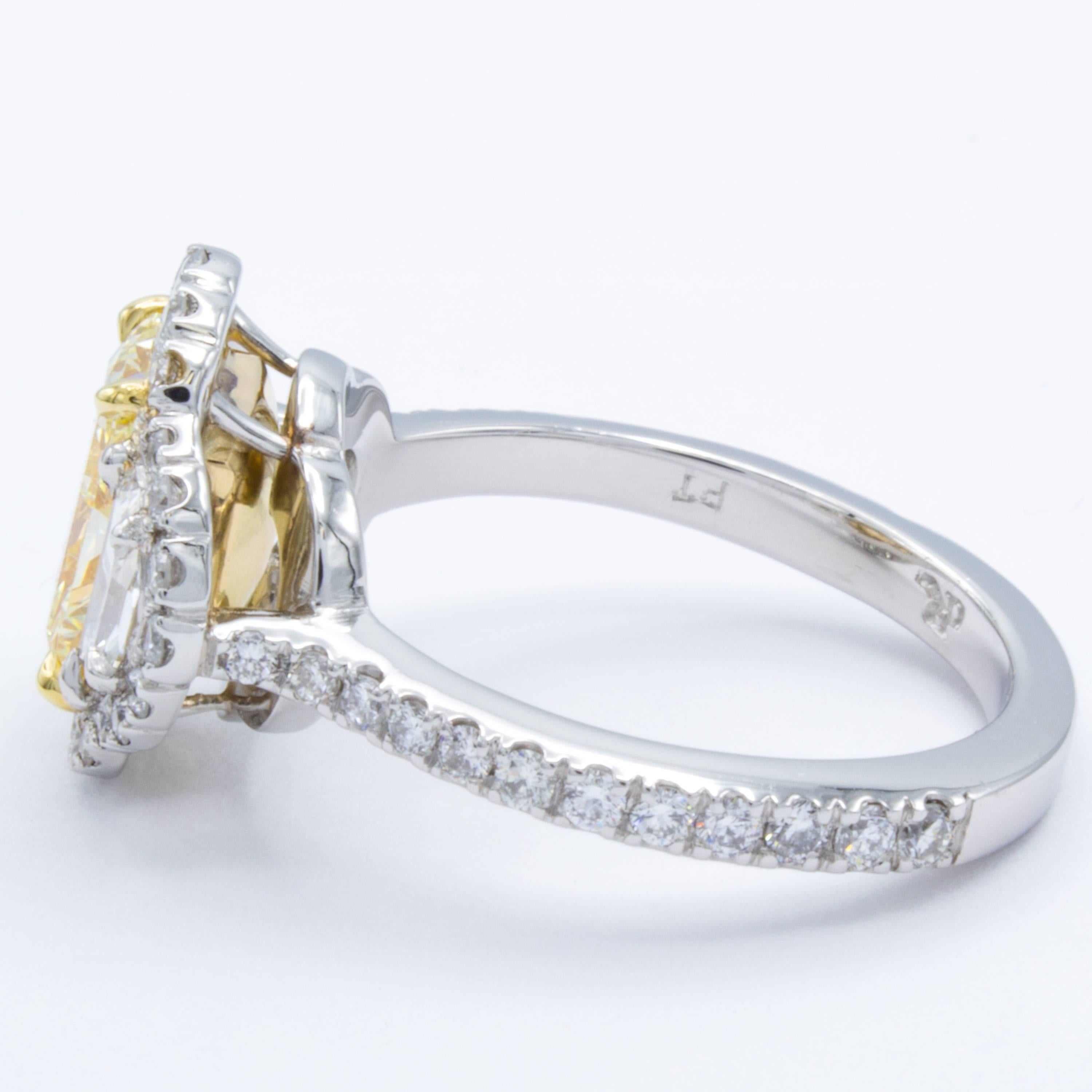 Modern David Rosenberg 2.14 Carat Radiant Fancy Yellow VS GIA Diamond Engagement Ring
