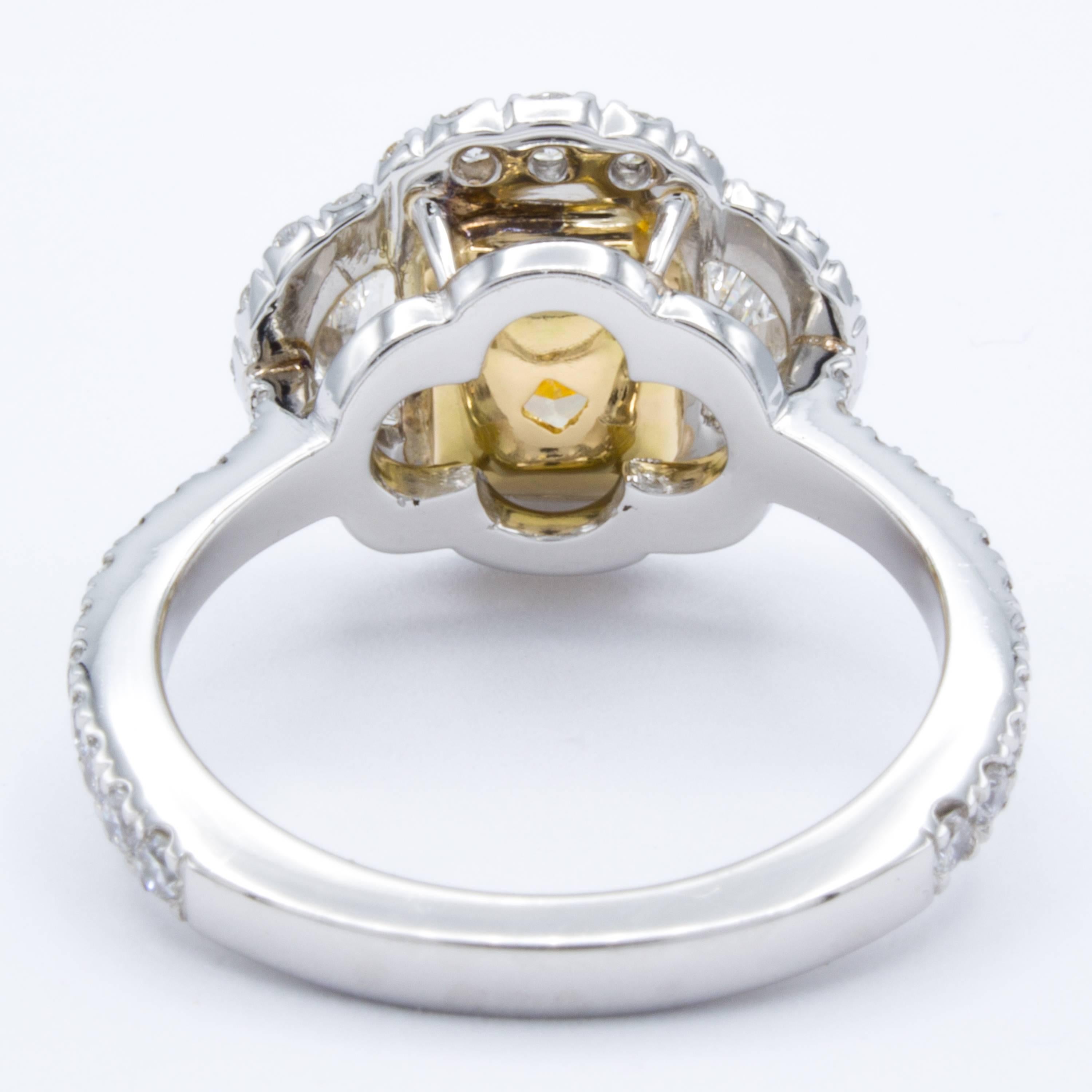 Radiant Cut David Rosenberg 2.14 Carat Radiant Fancy Yellow VS GIA Diamond Engagement Ring