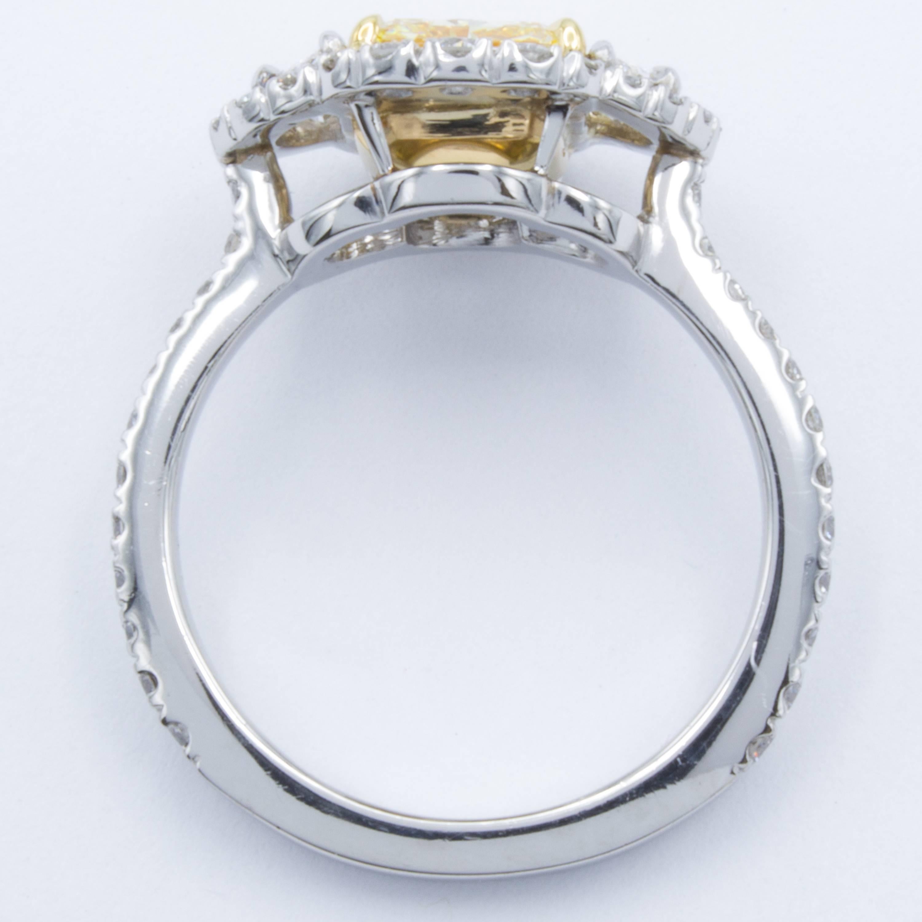 David Rosenberg 2.14 Carat Radiant Fancy Yellow VS GIA Diamond Engagement Ring 1