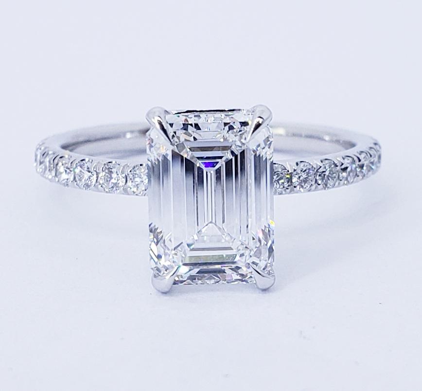 David Rosenberg 2.16 Carat Emerald Cut D/IF GIA Diamond Engagement Ring ...