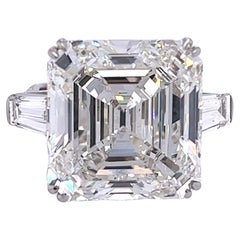 Antique David Rosenberg 22.18 Carat Asscher Cut GIA Three Stone Diamond Engagement Ring
