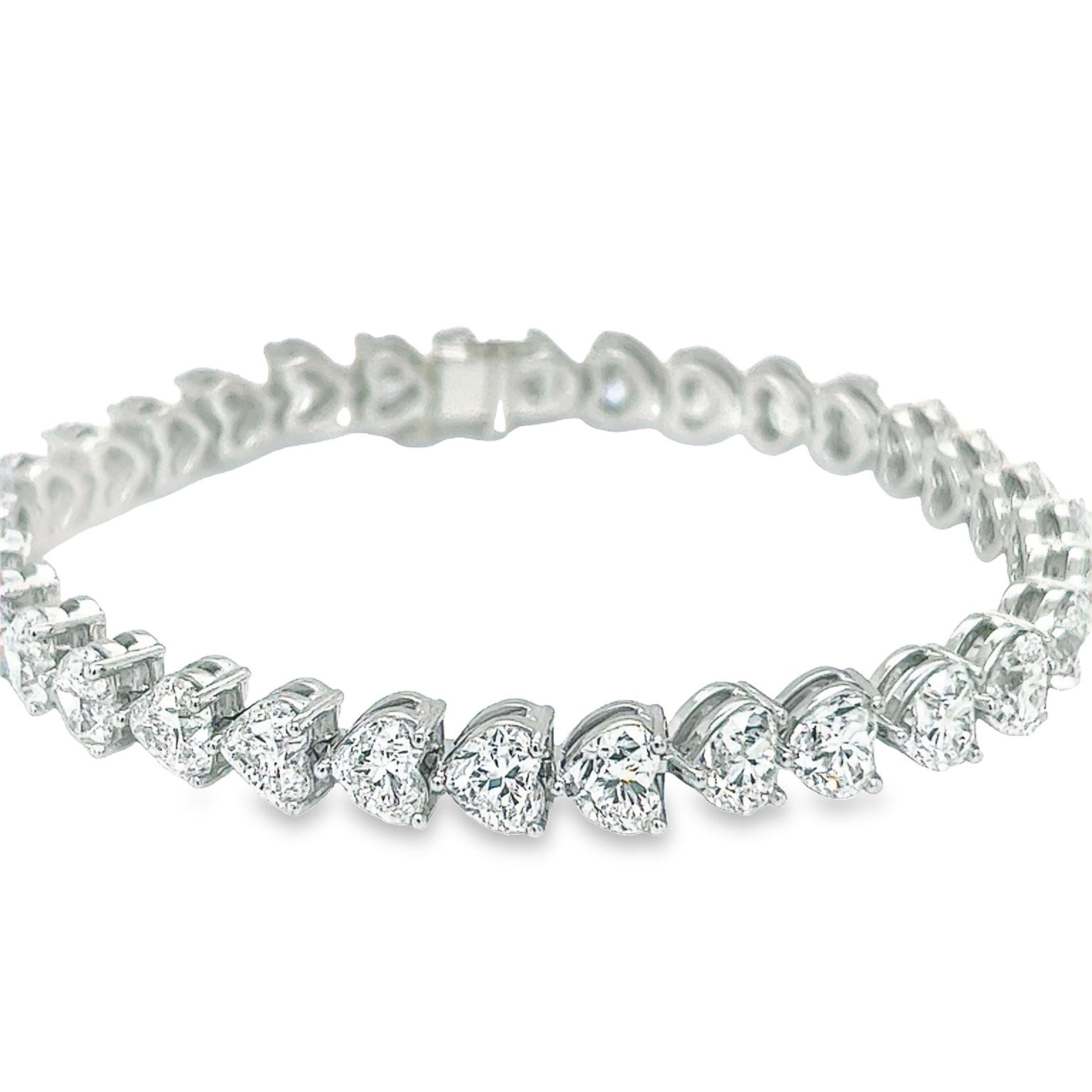 David Rosenberg 22.59 Carat TW D F VS2 IF Heart Cut GIA Diamond Tennis Bracelet