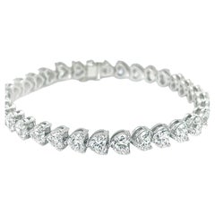 David Rosenberg Bracelet tennis en diamants taille cœur de 22,59 carats TW D-F VS2-IF certifiés GIA