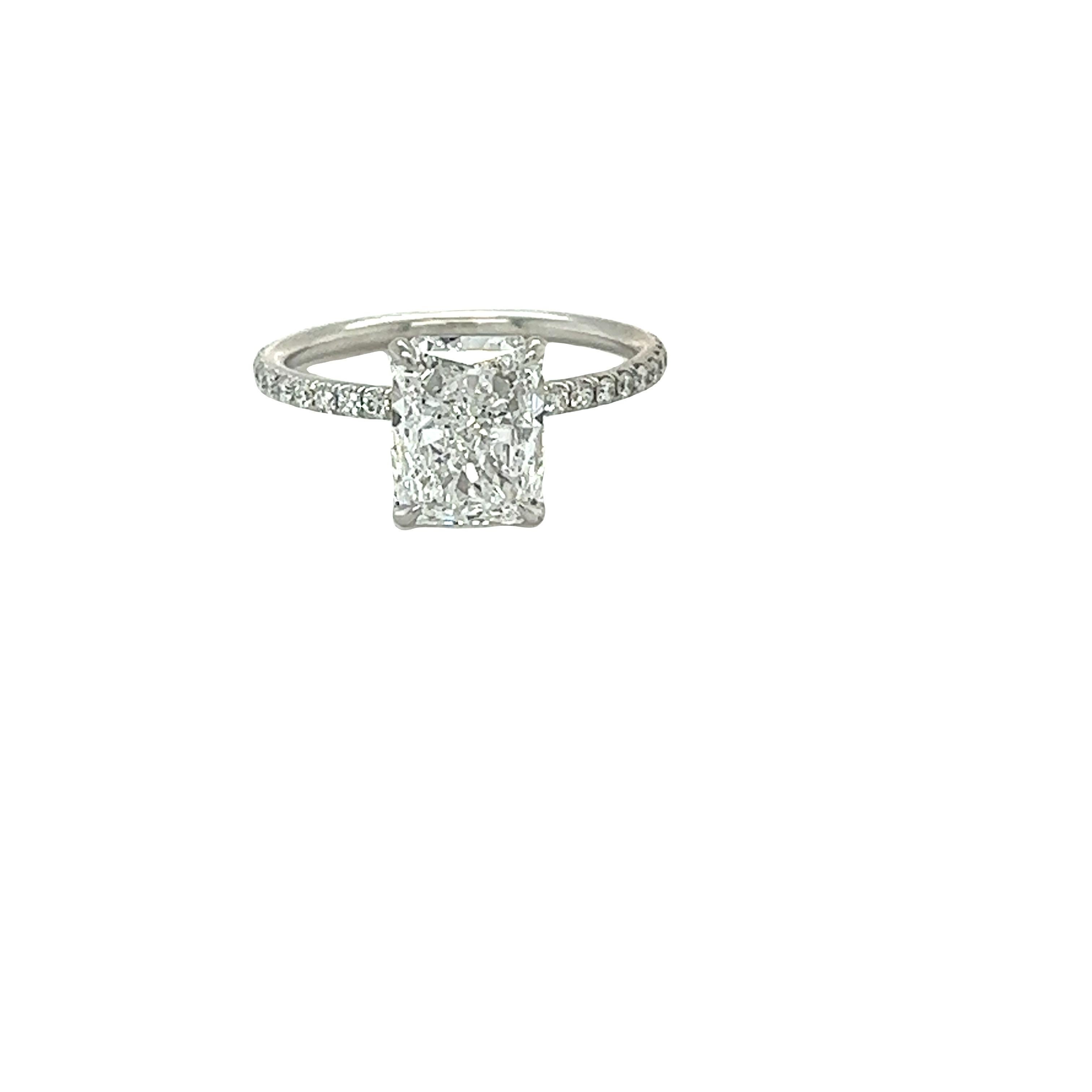 David Rosenberg 2.30 Carat Radiant D/FL GIA Platinum Diamond Engagement Ring For Sale 5
