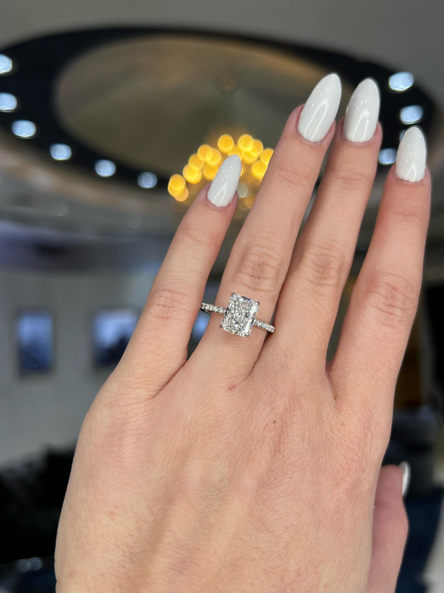 David Rosenberg 2.30 Carat Radiant D/FL GIA Platinum Diamond Engagement Ring For Sale 7