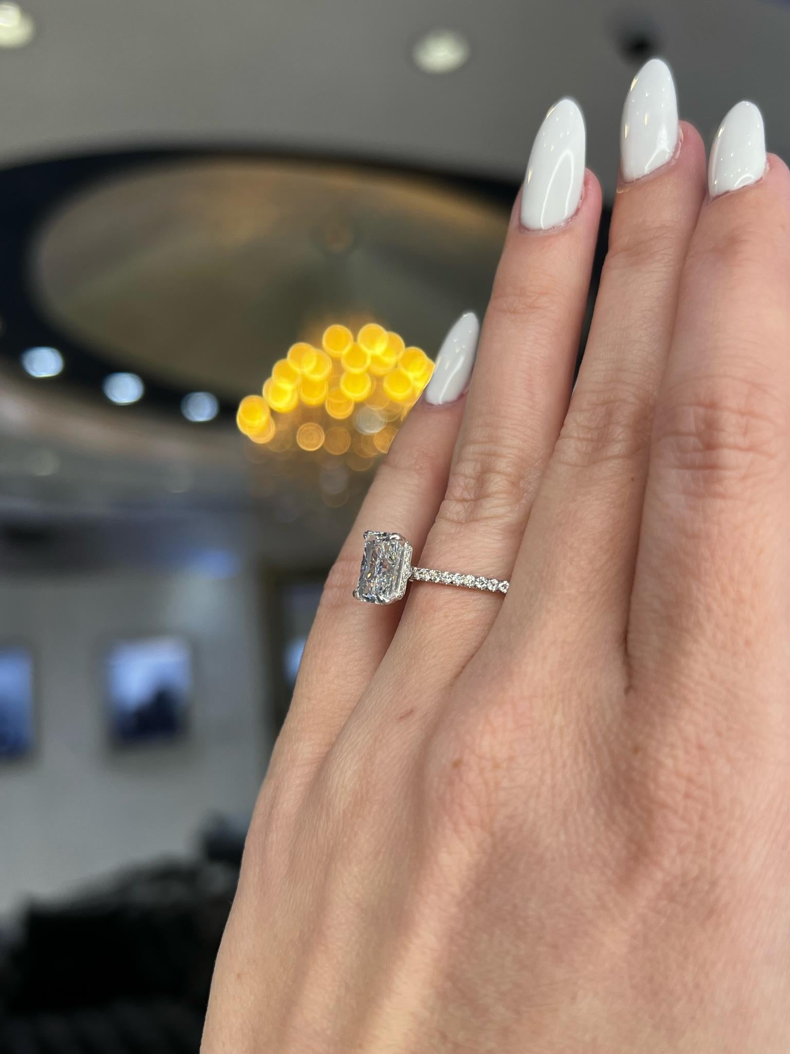 David Rosenberg 2.30 Carat Radiant D/FL GIA Platinum Diamond Engagement Ring For Sale 9