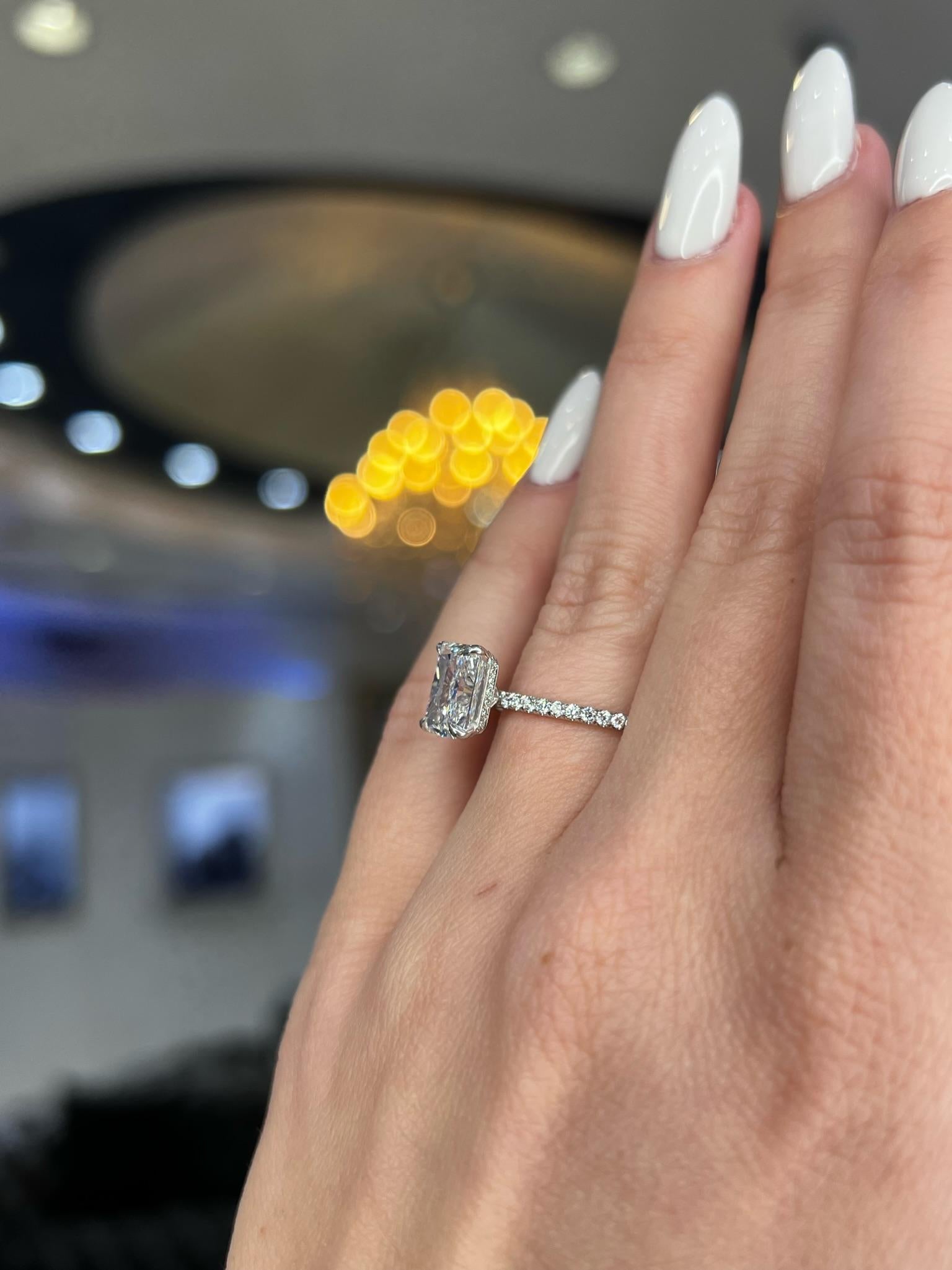 David Rosenberg 2.30 Carat Radiant D/FL GIA Platinum Diamond Engagement Ring For Sale 10