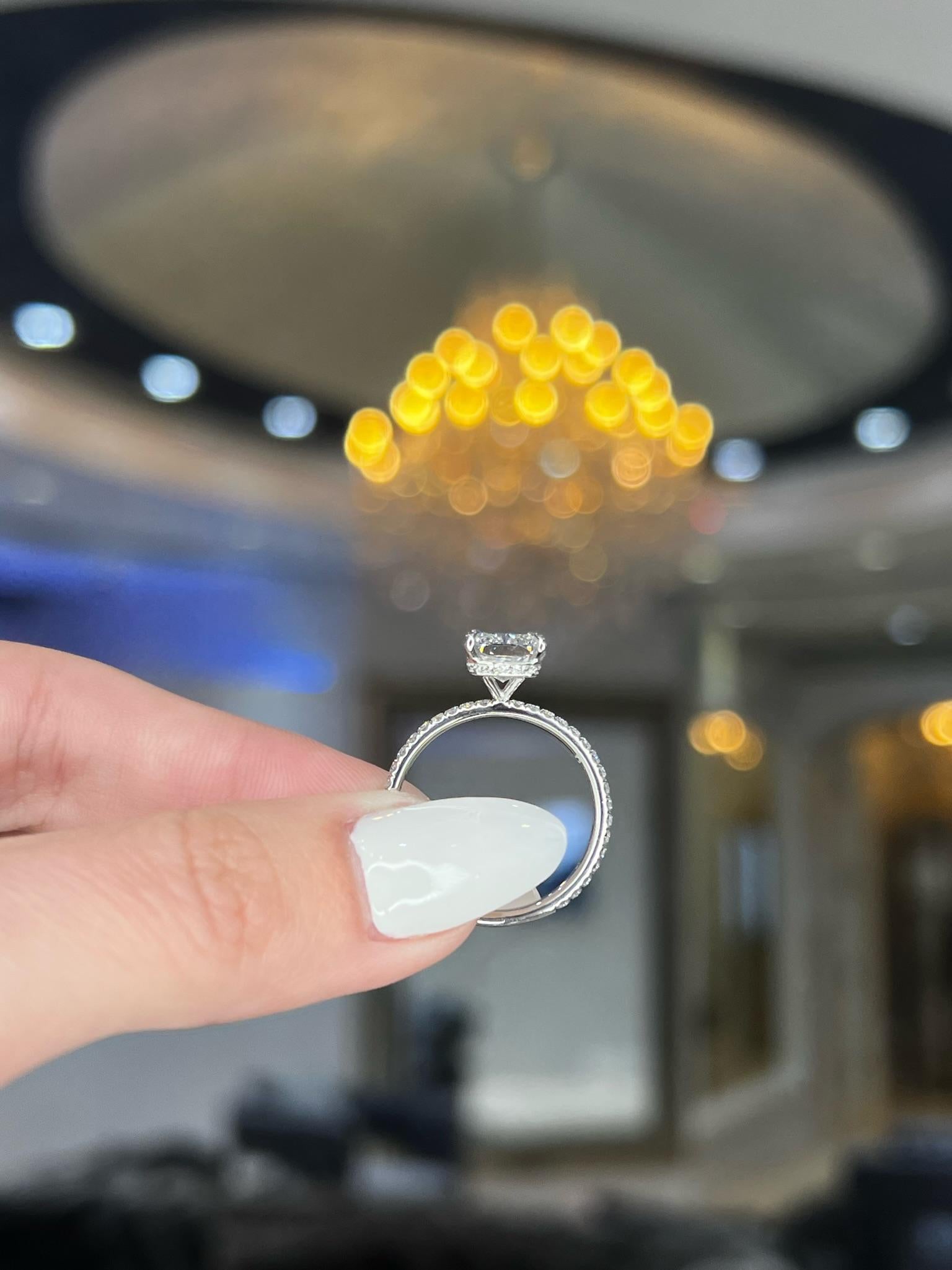 David Rosenberg 2.30 Carat Radiant D/FL GIA Platinum Diamond Engagement Ring For Sale 11