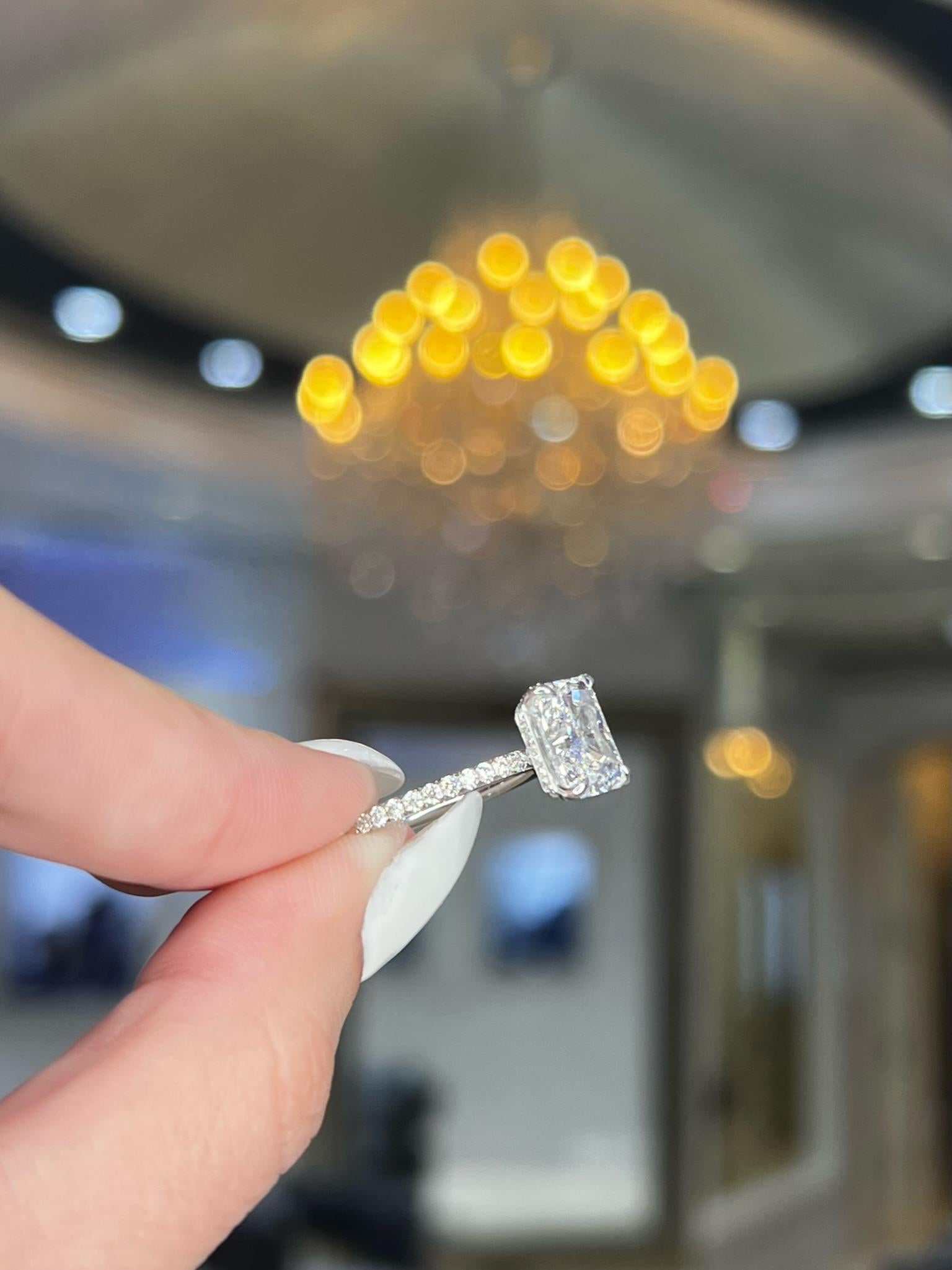 David Rosenberg 2.30 Carat Radiant D/FL GIA Platinum Diamond Engagement Ring For Sale 12