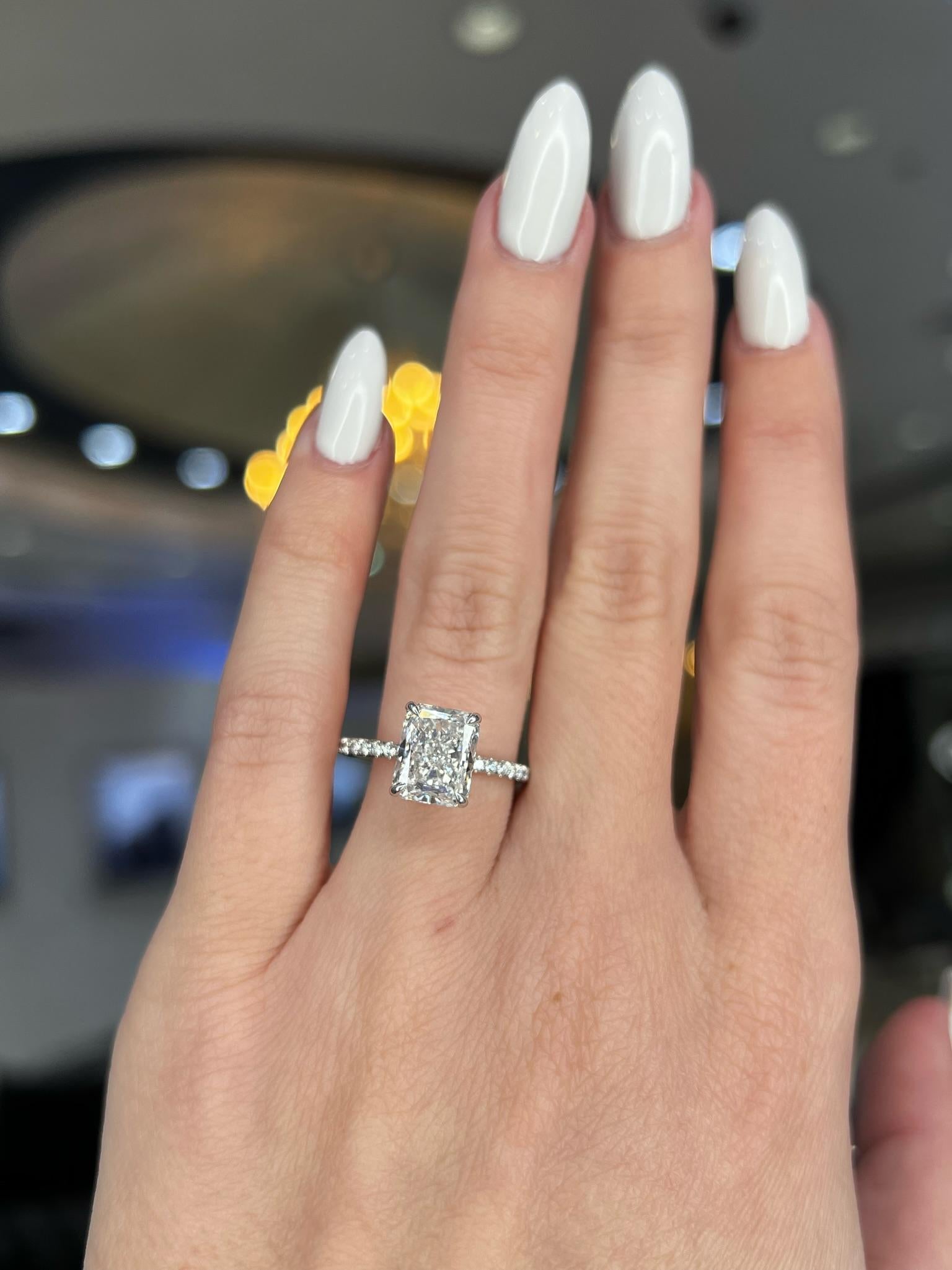 David Rosenberg 2.30 Carat Radiant D/FL GIA Platinum Diamond Engagement Ring For Sale 13