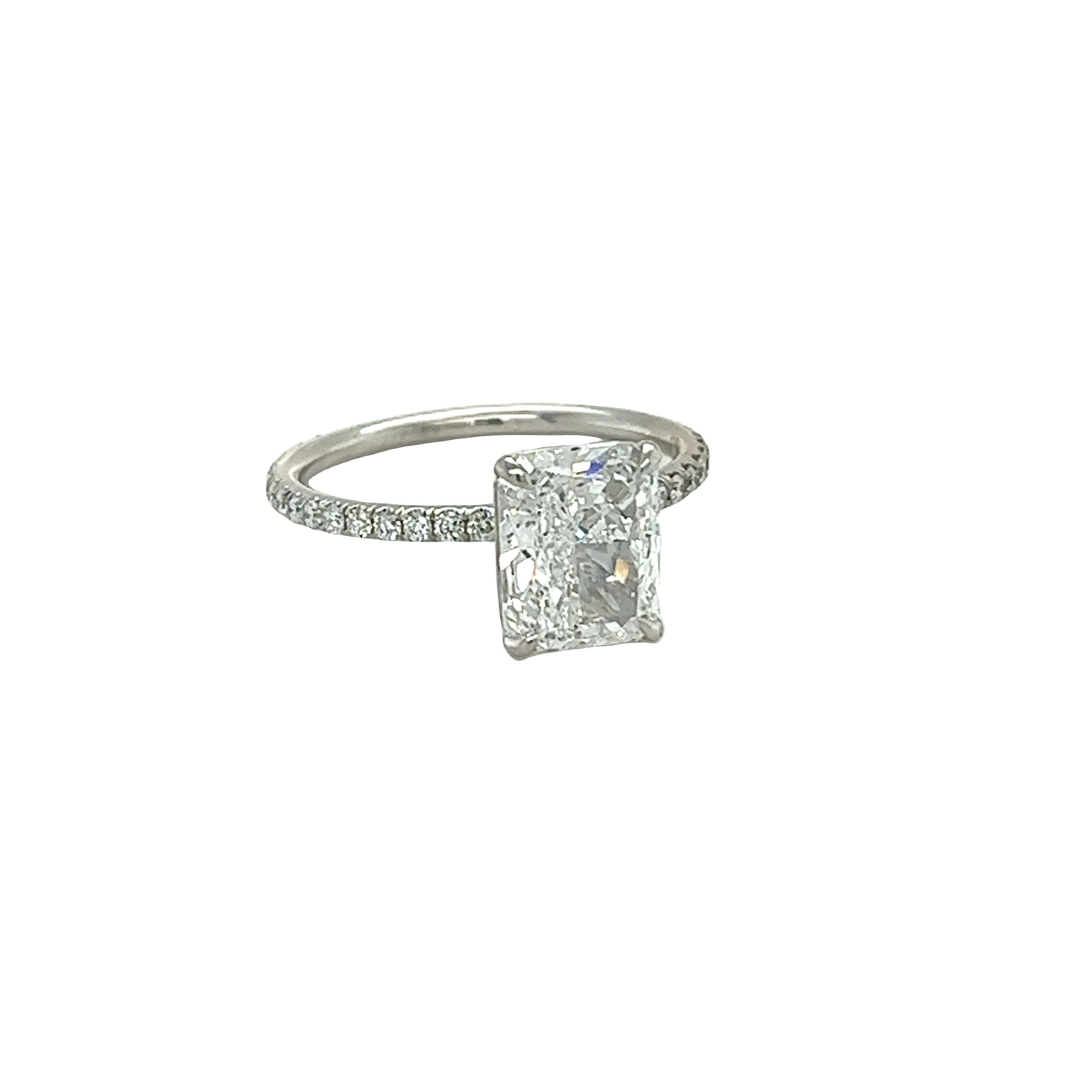 Modern David Rosenberg 2.30 Carat Radiant D/FL GIA Platinum Diamond Engagement Ring For Sale