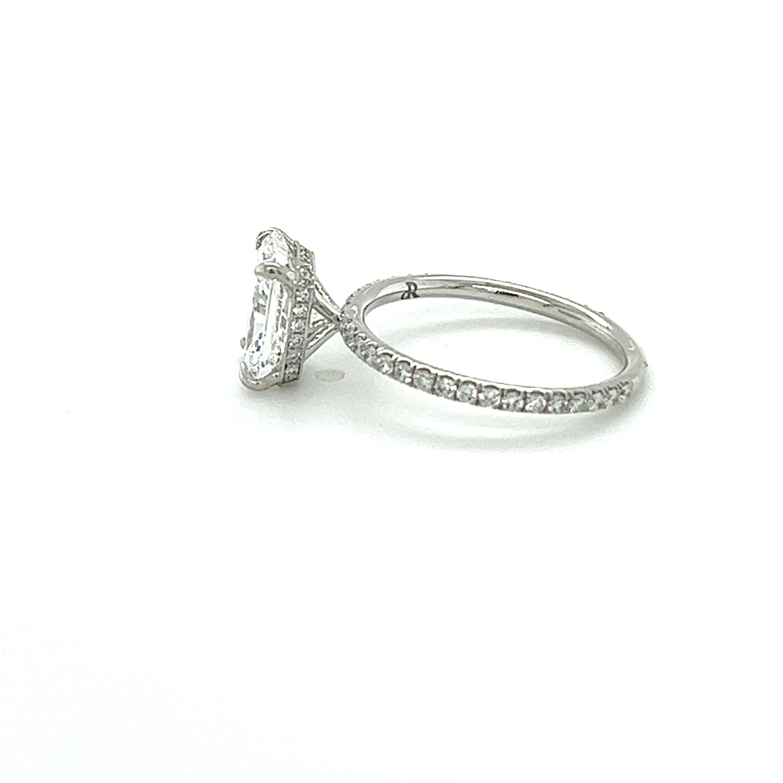 David Rosenberg 2.30 Carat Radiant D/FL GIA Platinum Diamond Engagement Ring For Sale 1