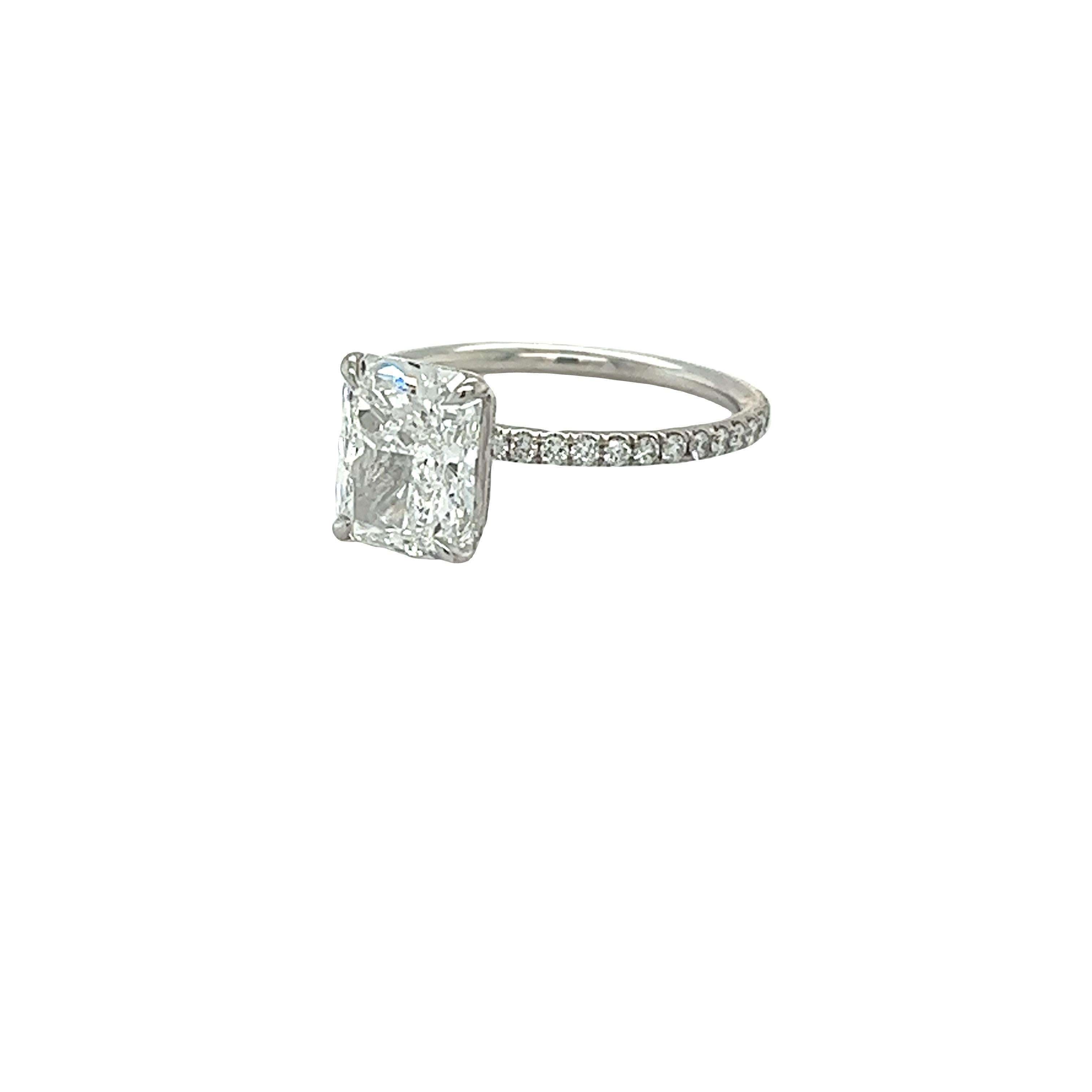 David Rosenberg 2.30 Carat Radiant D/FL GIA Platinum Diamond Engagement Ring For Sale 2