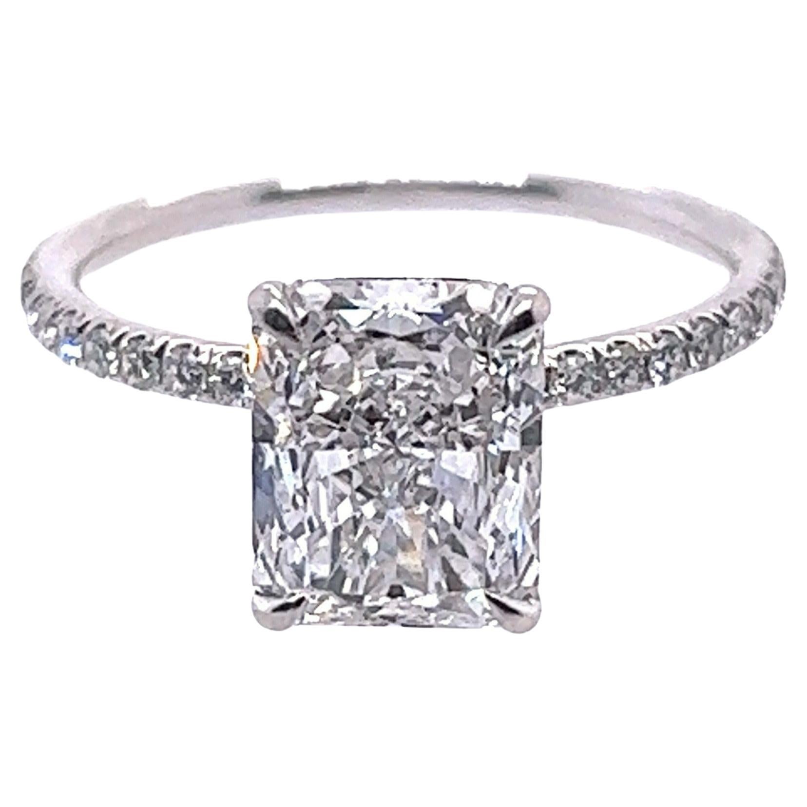 David Rosenberg 2.30 Carat Radiant D/FL GIA Platinum Diamond Engagement Ring For Sale