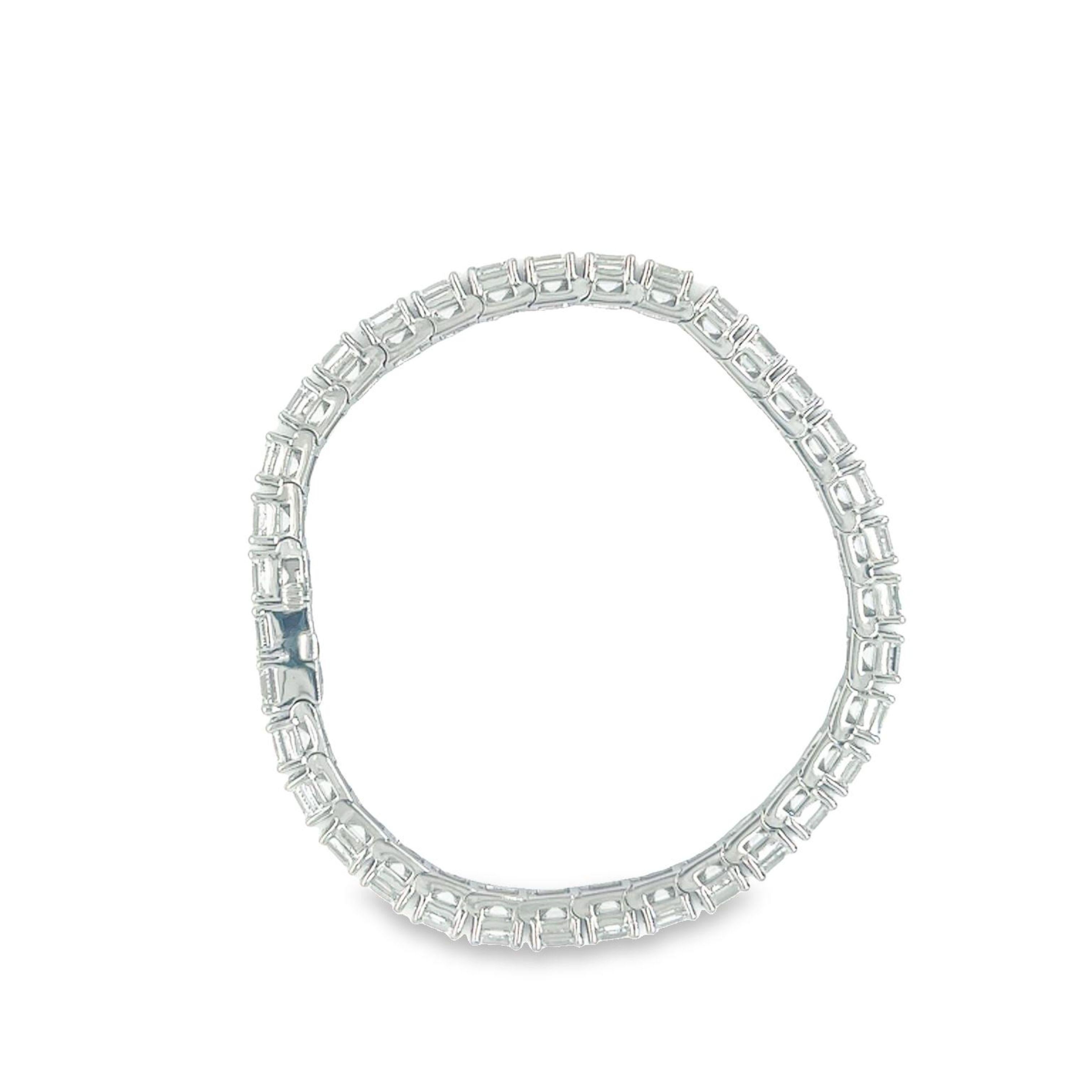 David Rosenberg Bracelet tennis en diamants blancs taille Asscher de 24,66 carats certifiés GIA  en vente 3