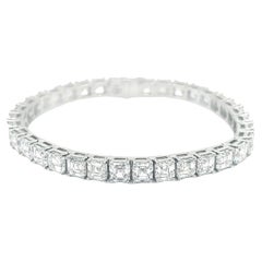 David Rosenberg Bracelet tennis en diamants blancs taille Asscher de 24,66 carats certifiés GIA 