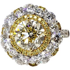 David Rosenberg 2.56 Carat Round Fancy Light Yellow VVS1 GIA Diamond Ring