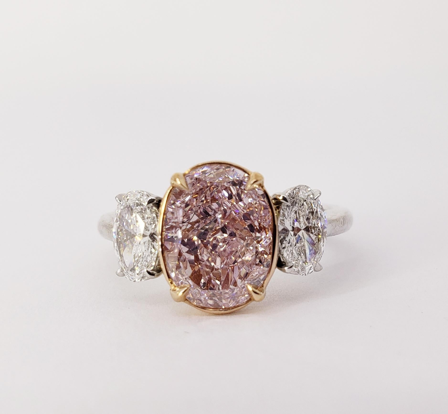 David Rosenberg 2.67 Carat Oval Fancy Pink Purple GIA Diamond Engagement Ring For Sale 1