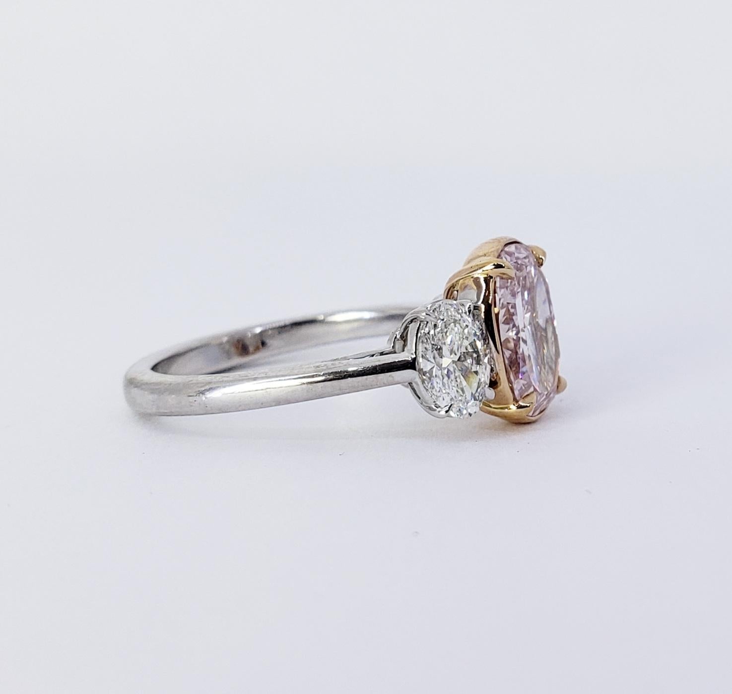 Oval Cut David Rosenberg 2.67 Carat Oval Fancy Pink Purple GIA Diamond Engagement Ring For Sale