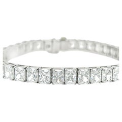 David Rosenberg Bracelet tennis avec diamants taille radiant de 26,74 carats TW D-G VVS1-VS2 certifiés GIA