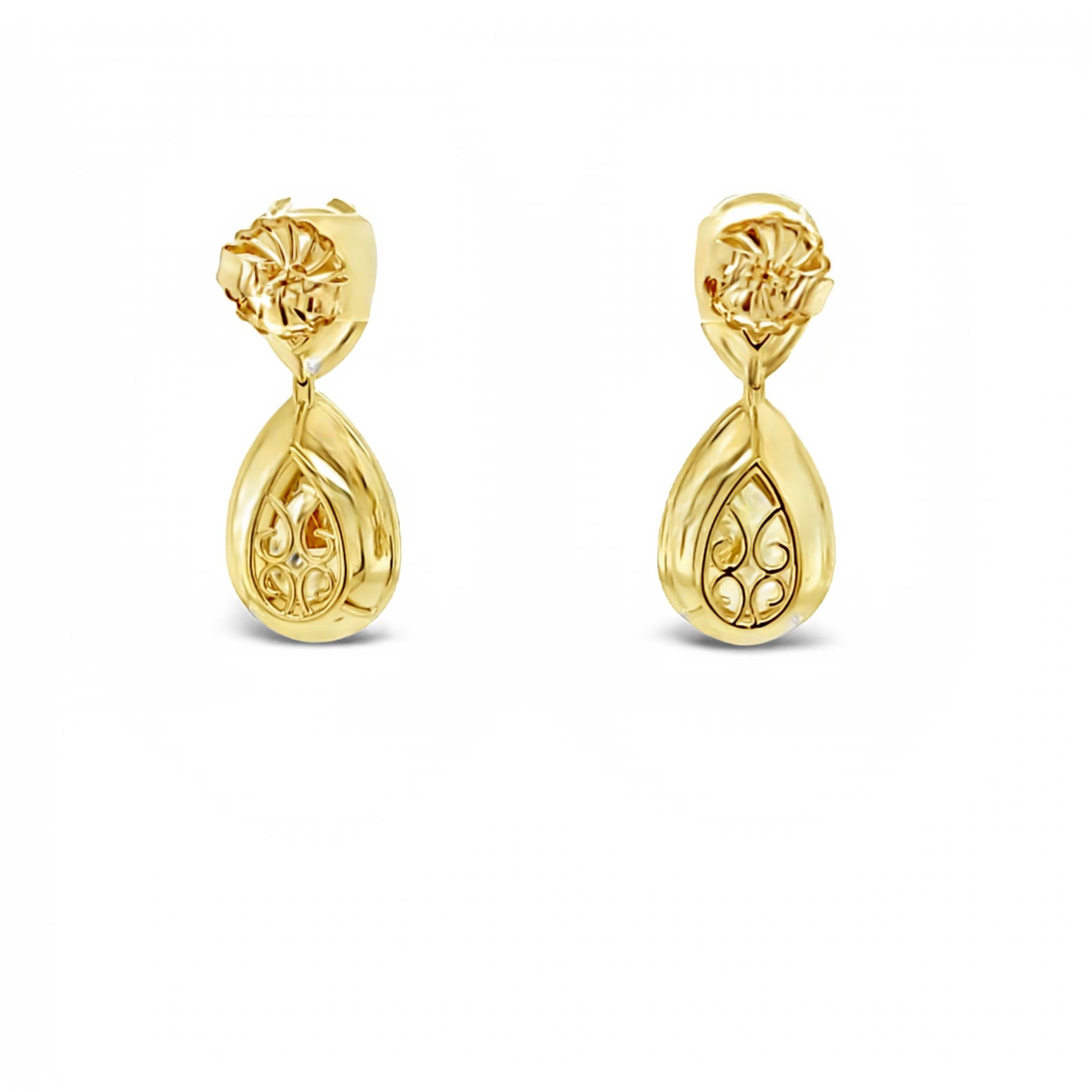 David Rosenberg, pendants d'oreilles en forme de poire en diamant jaune fantaisie de 27,39 carats certifié GIA en vente 4