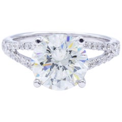David Rosenberg 2.87 Carat Round Shape 18 Karat Gold Diamond Engagement Ring