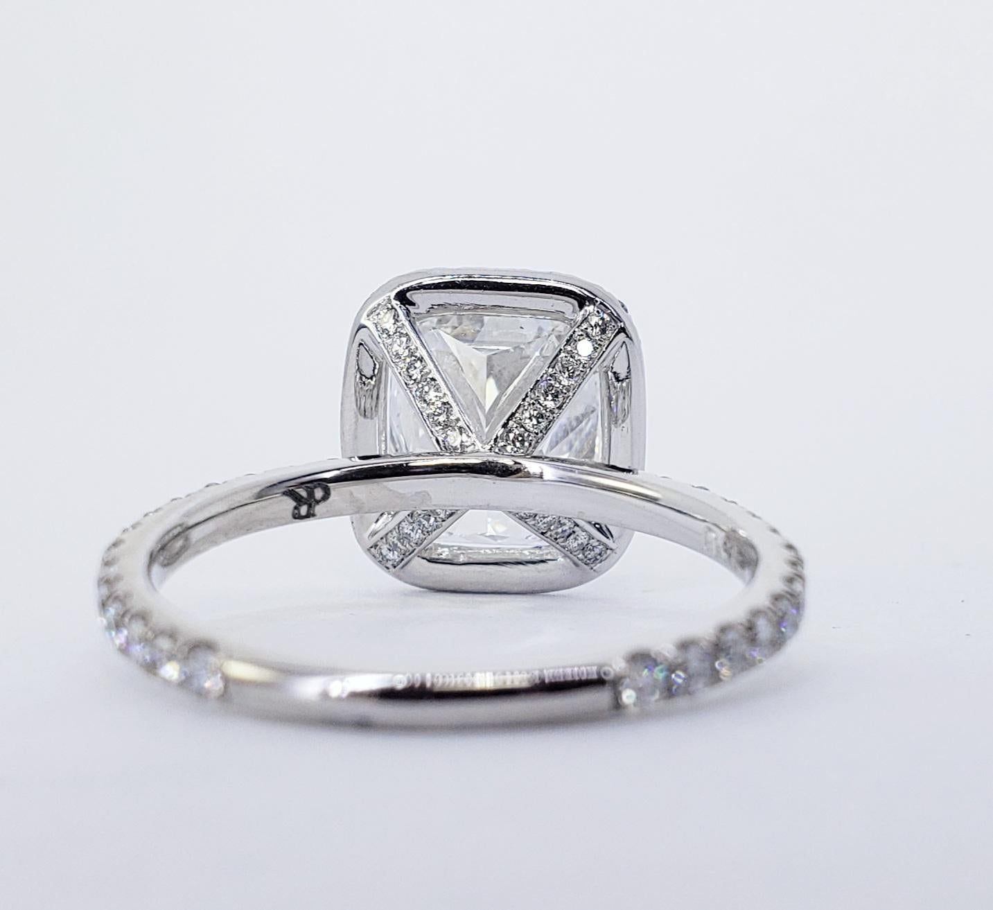 Modern David Rosenberg 3.01 Carat Cushion Cut D/VS2 GIA Diamond Engagement Ring