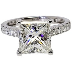 David Rosenberg 3.02 Carat Princess Cut J/VS1 GIA Diamond Engagement Ring