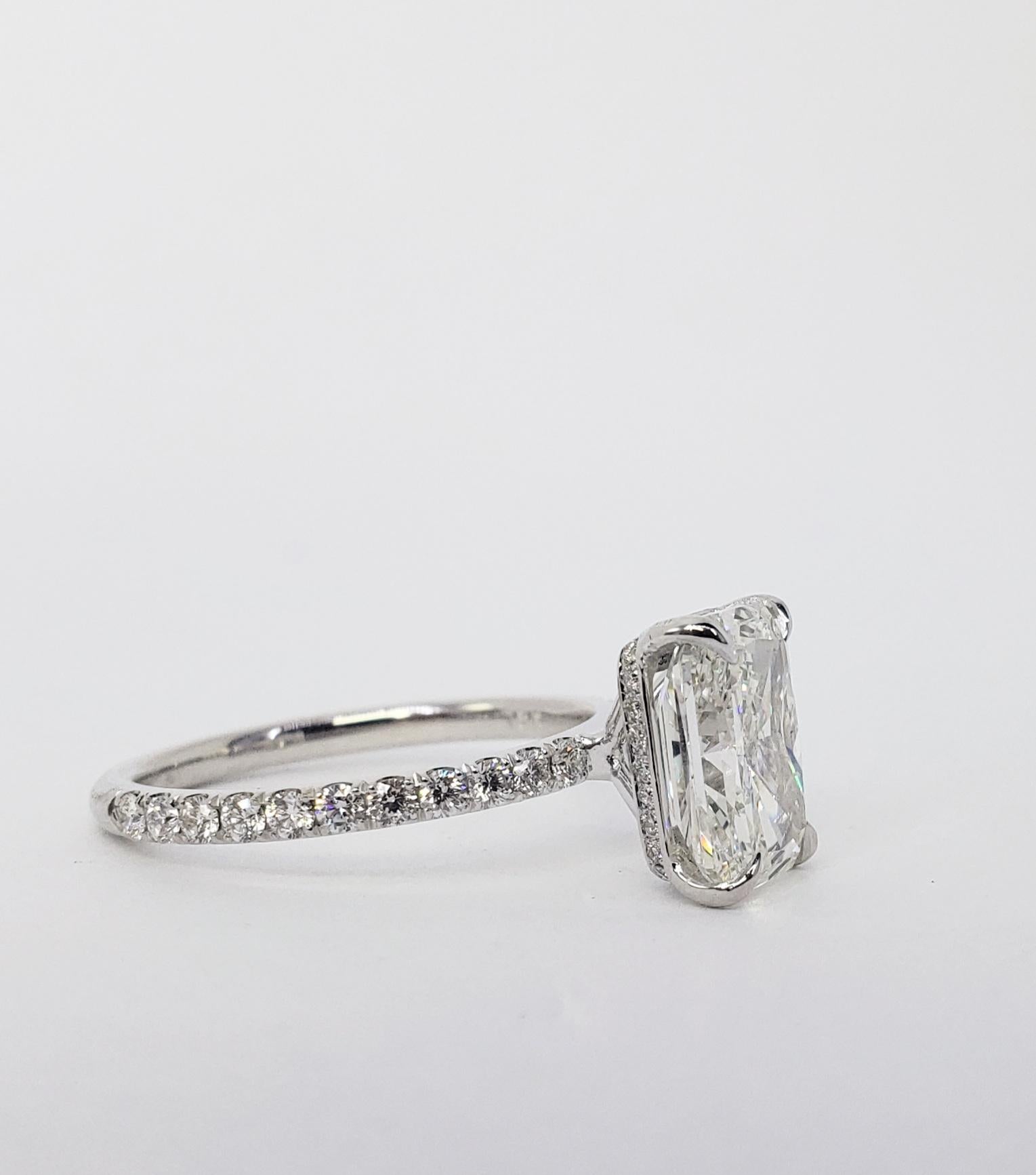 Modern David Rosenberg 3.02 Radiant Cut I/SI2 GIA Diamond Engagement Ring