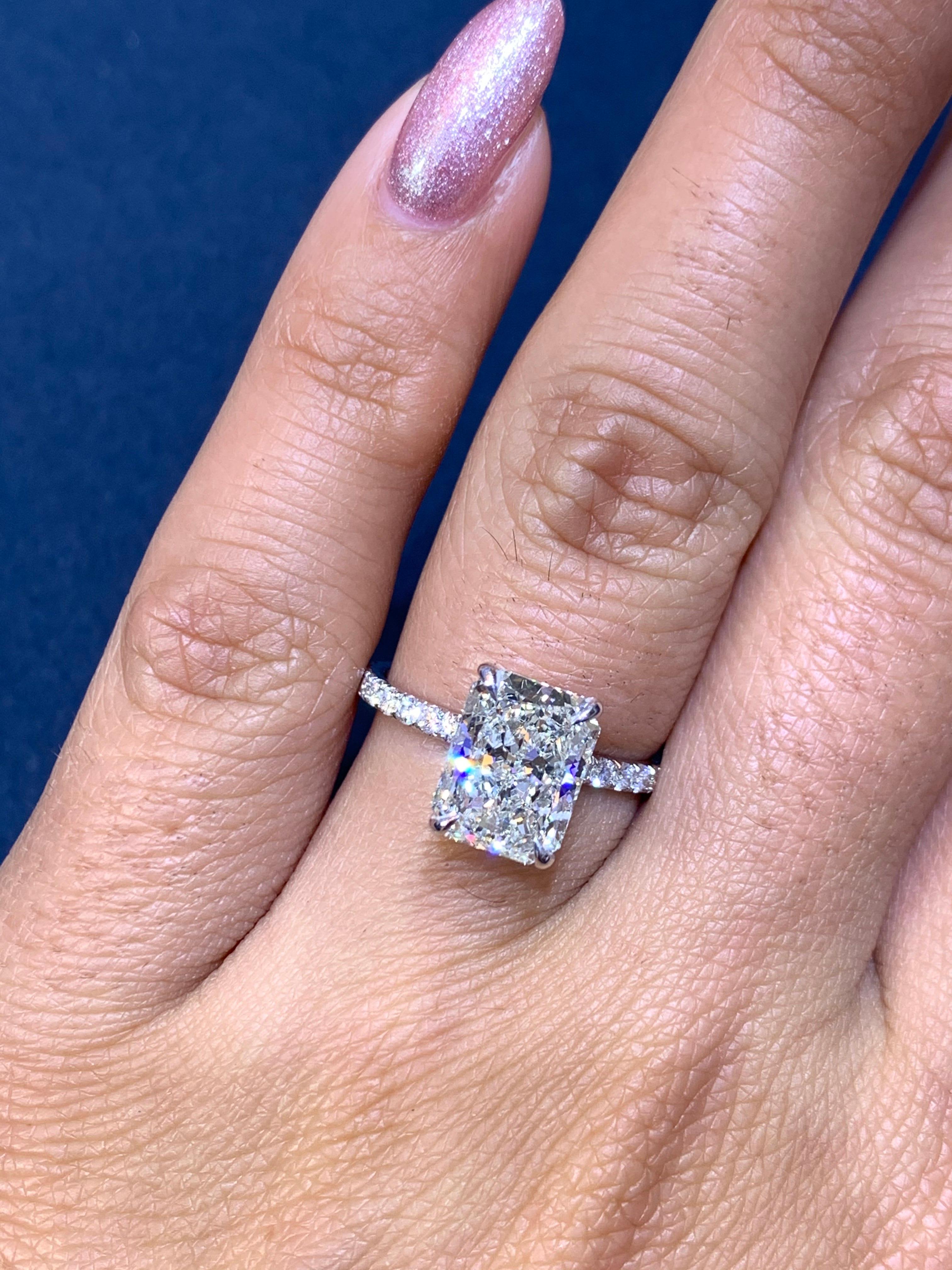Women's David Rosenberg 3.02 Radiant Cut I/SI2 GIA Diamond Engagement Ring