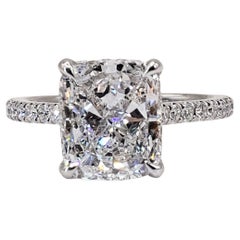 David Rosenberg 3.03 Carat Cushion E SI1 GIA Engagement Diamond Ring