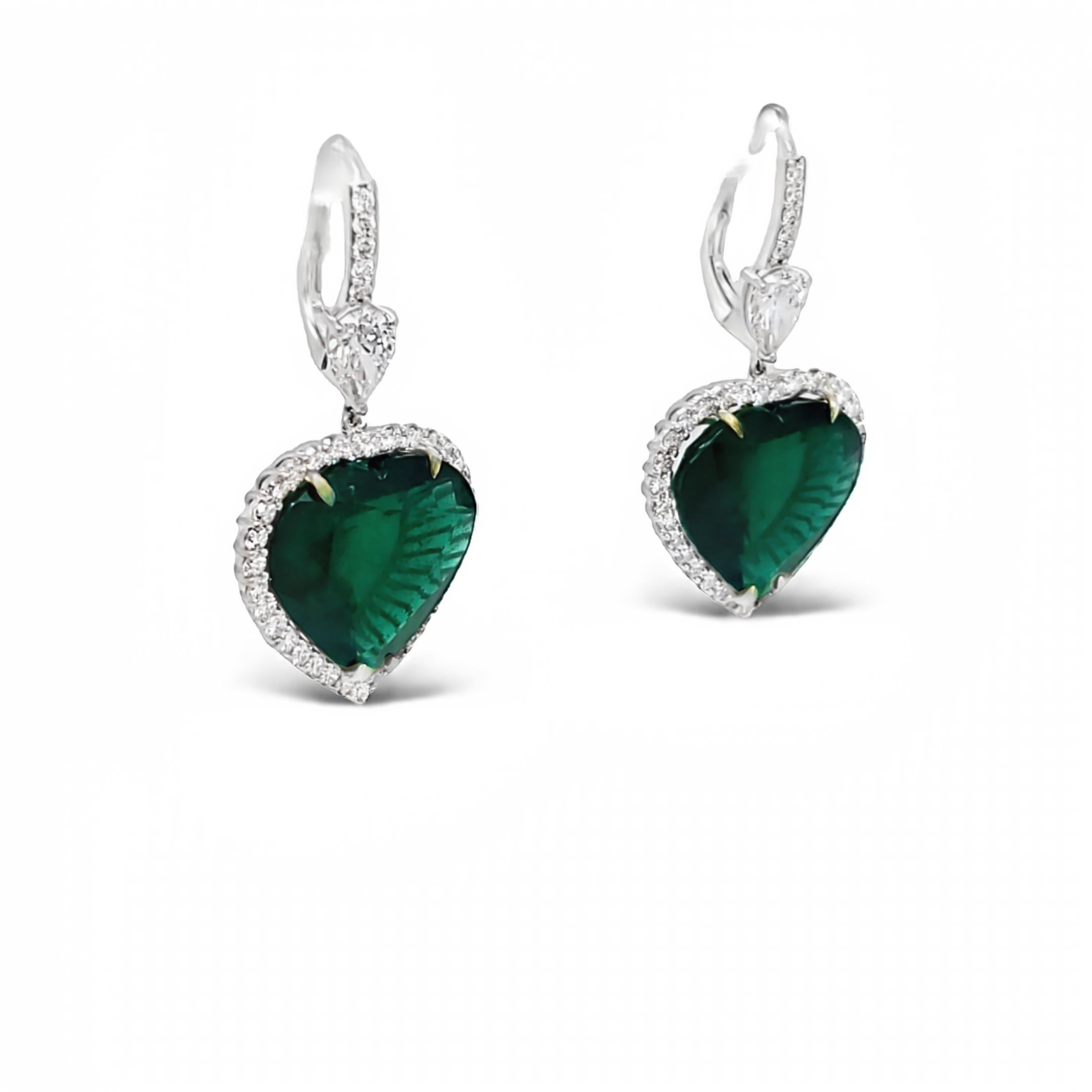 heart emerald earrings