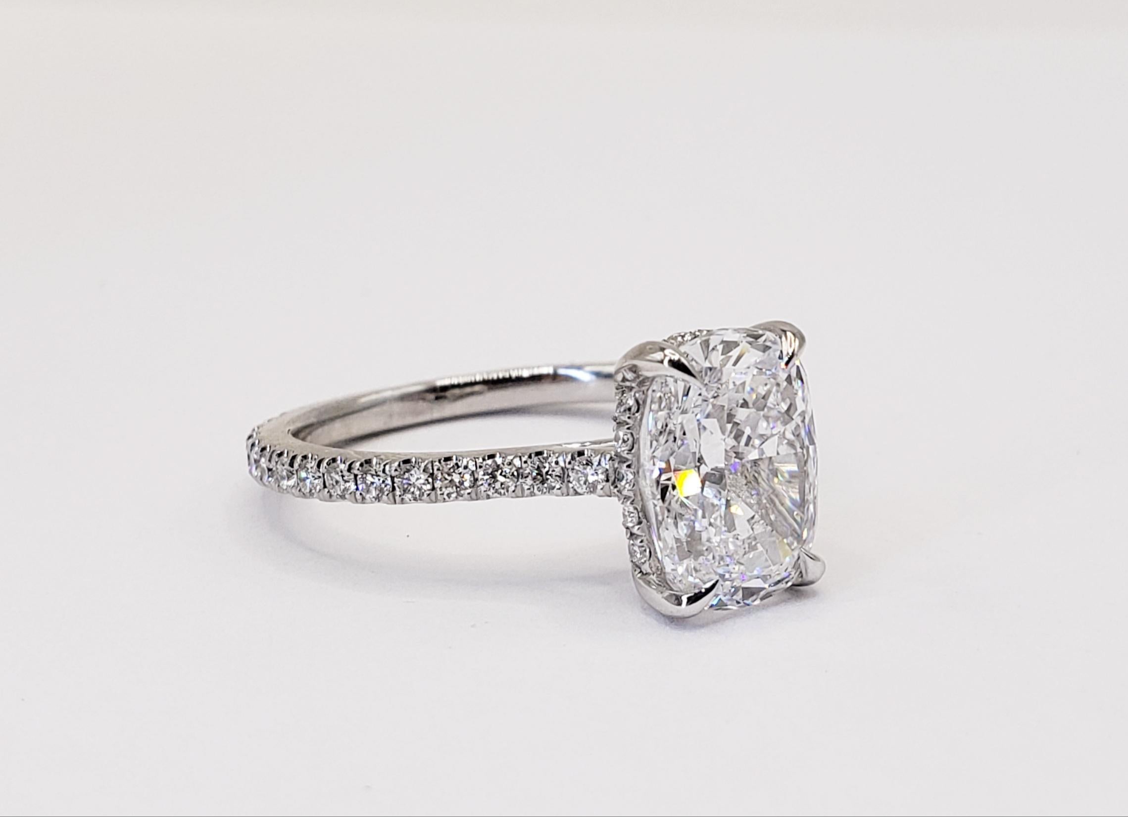 David Rosenberg 3.04 Carat Cushion D SI1 GIA Diamond Engagement Wedding Ring 6